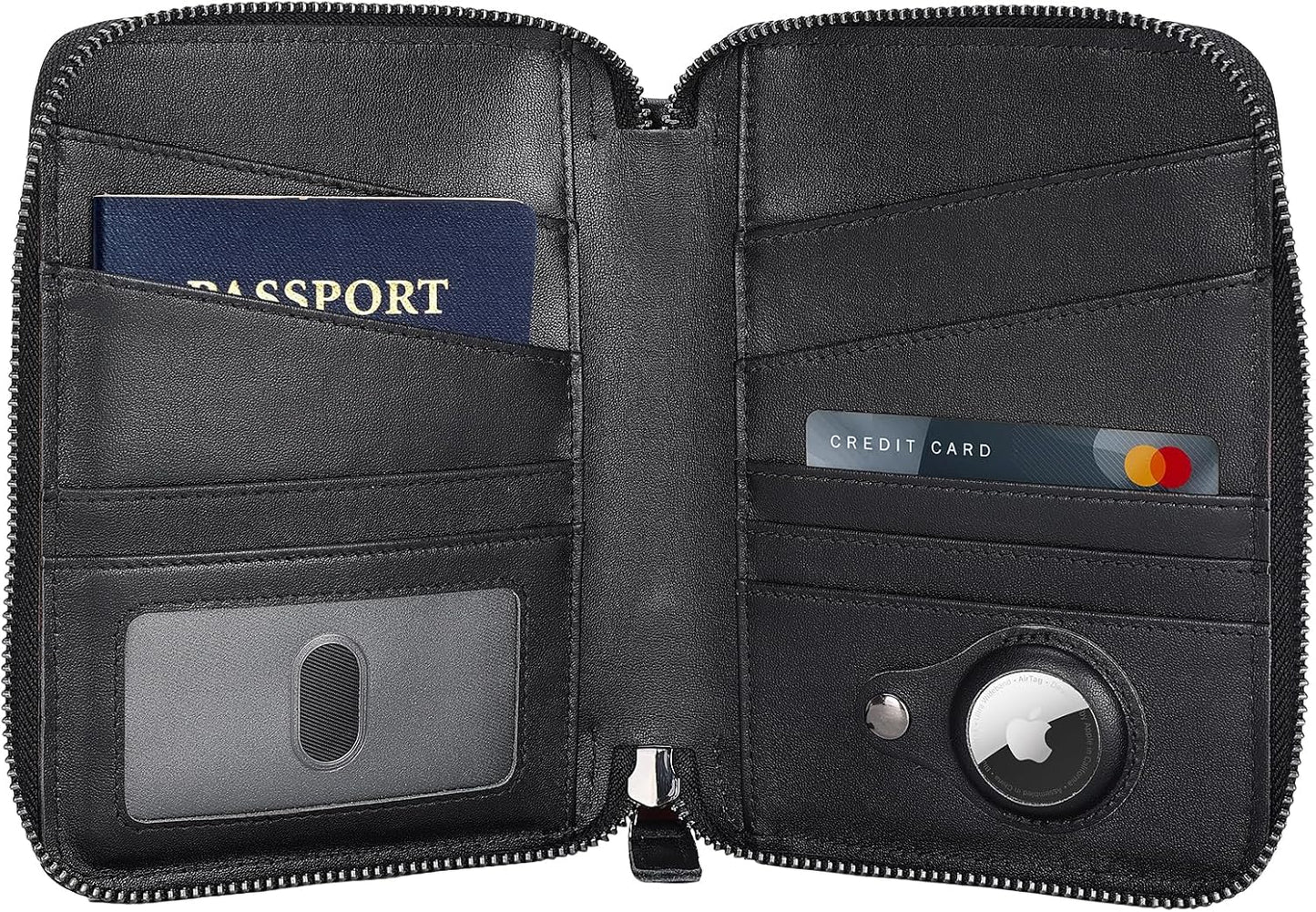 Polare - Cartera de piel napa, para pasaporte familiar, para 4 pasa...