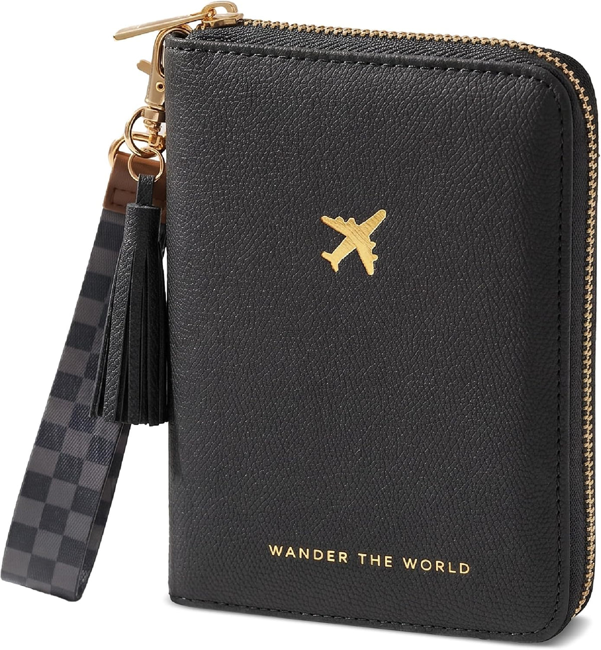 Hermoso soporte para pasaporte y cartera de viaje con correa de muñ...