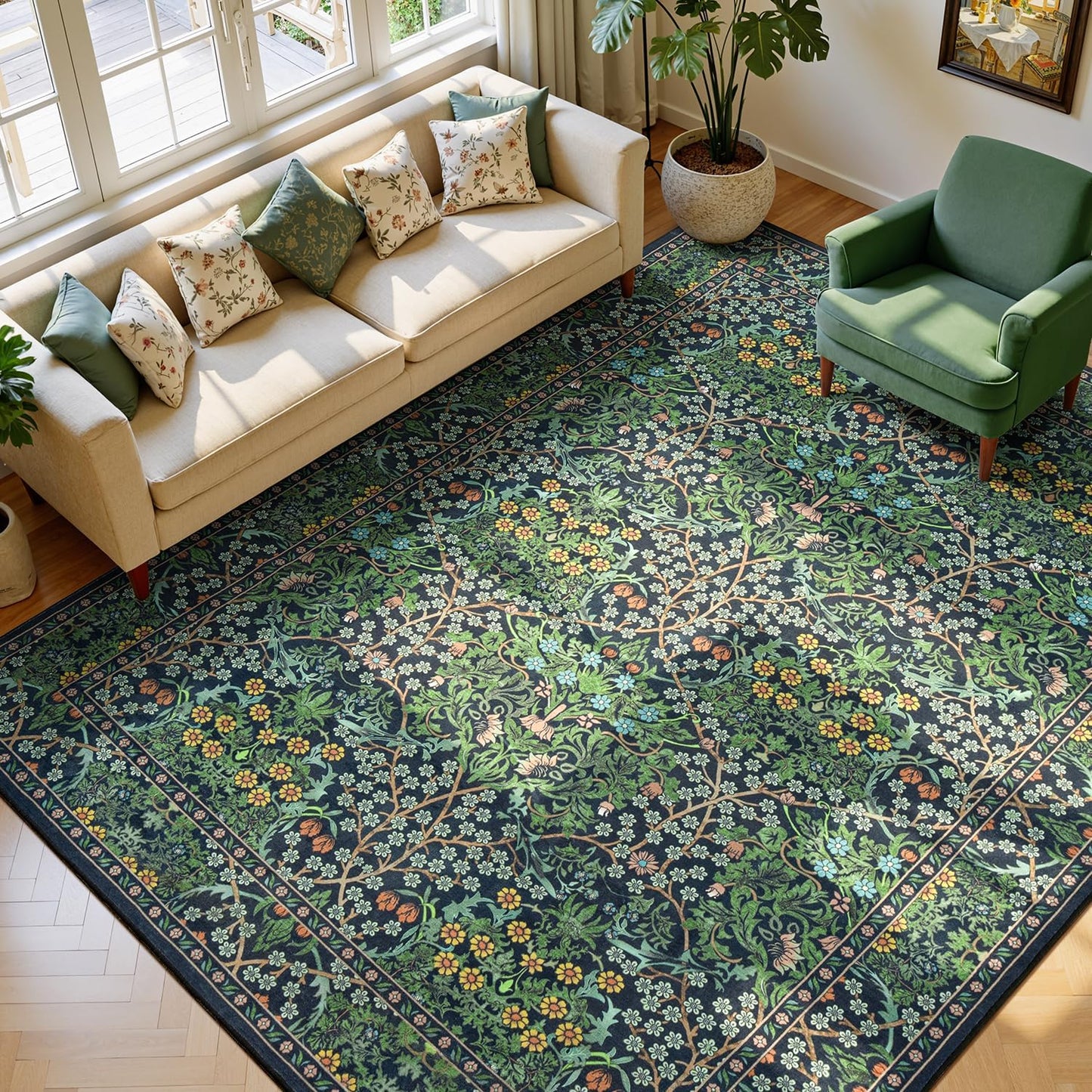 Lessymo Alfombra Floral para Sala de Estar 8x10 pies, Alfombras de...