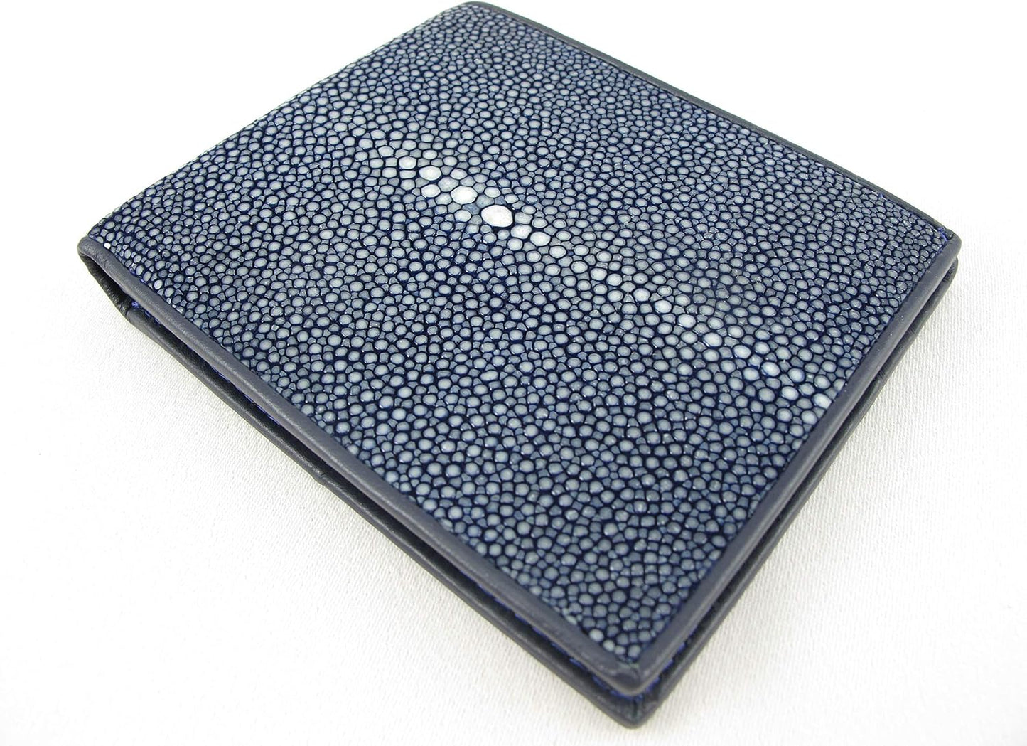Pelgio Cartera plegable de cuero de piel de Shagreen pulido genuino...