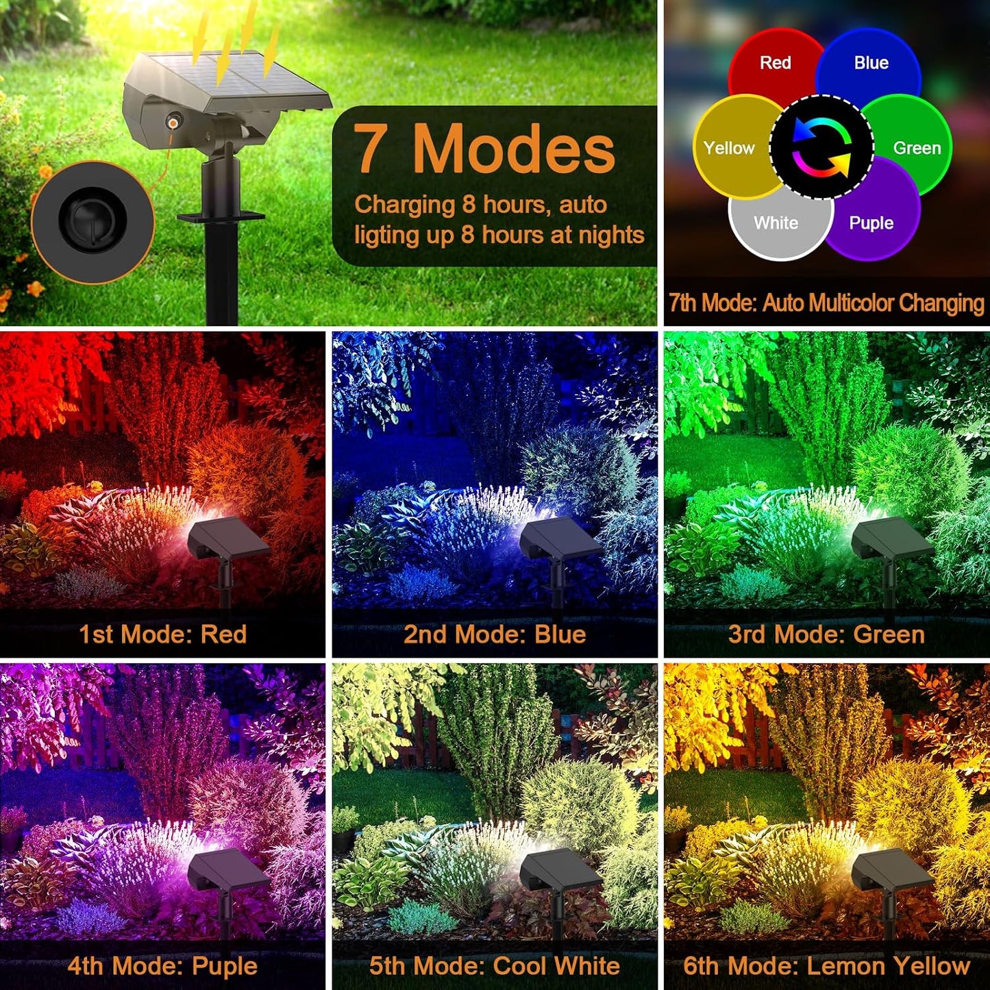 WELALO Focos Solares que Cambian de Color para Exteriores, Luces So...