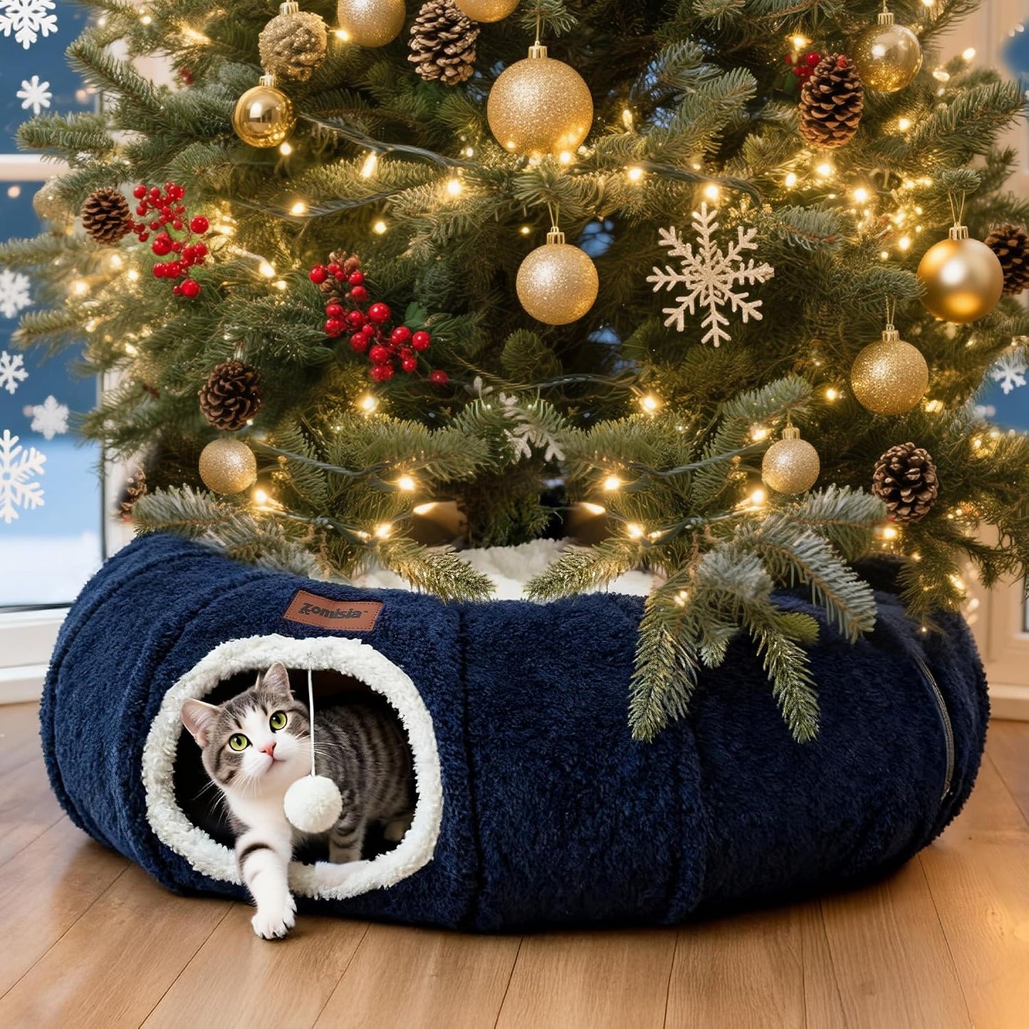ZOMISIA Peekaboo - Cama de túnel para gatos de interior, bonito tún...