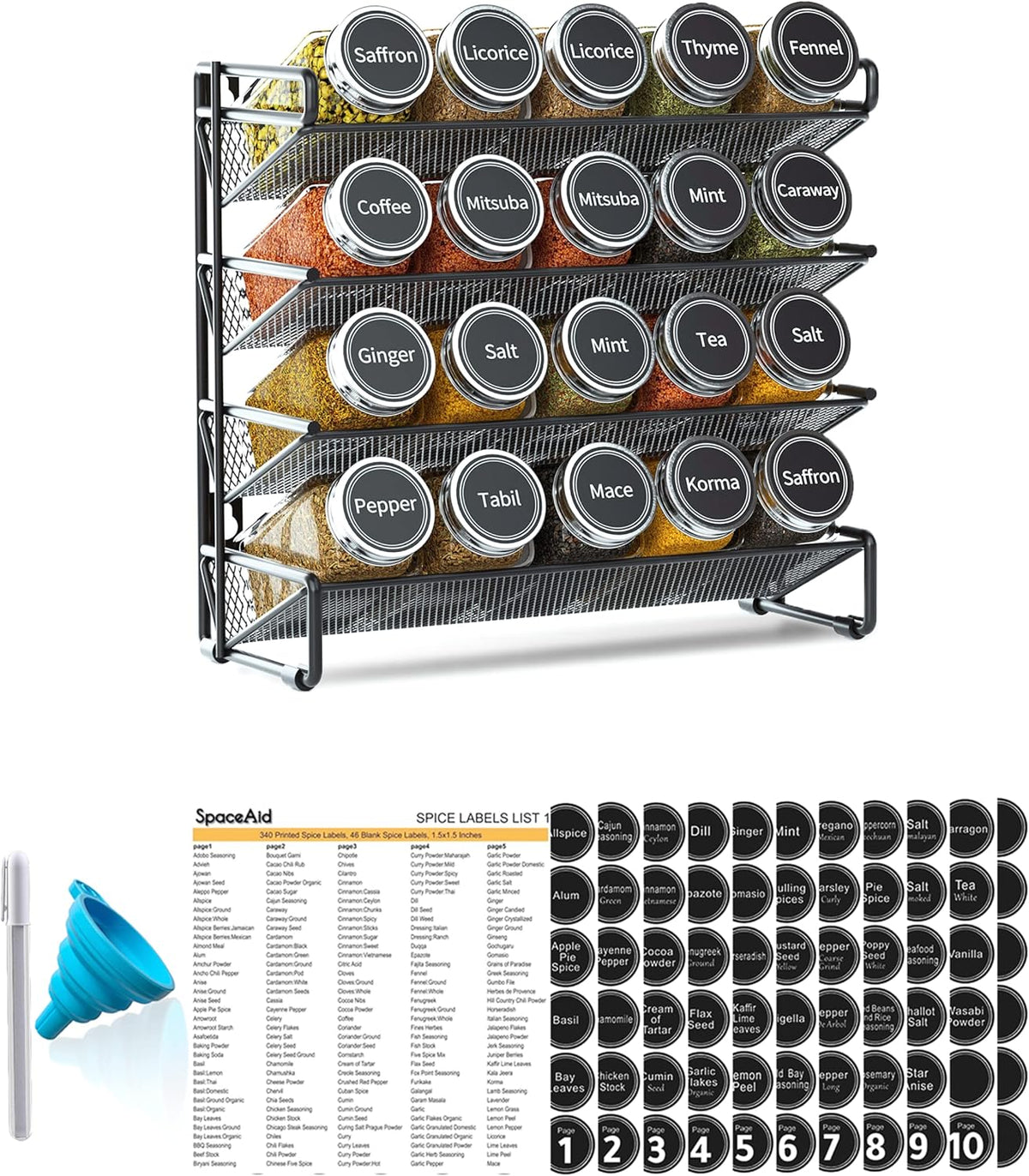 Organizador de Estante de Especias SpaceAid con 20 Tarros de Especi...