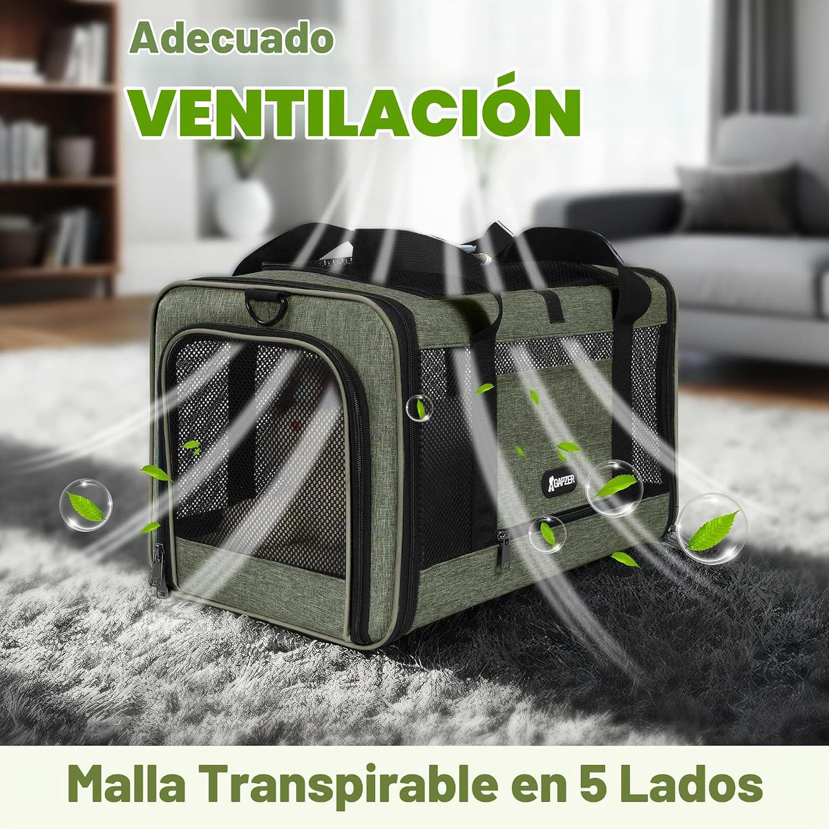 GAPZER Bolsa de transporte mediana para gatos, ligera, de lados sua...