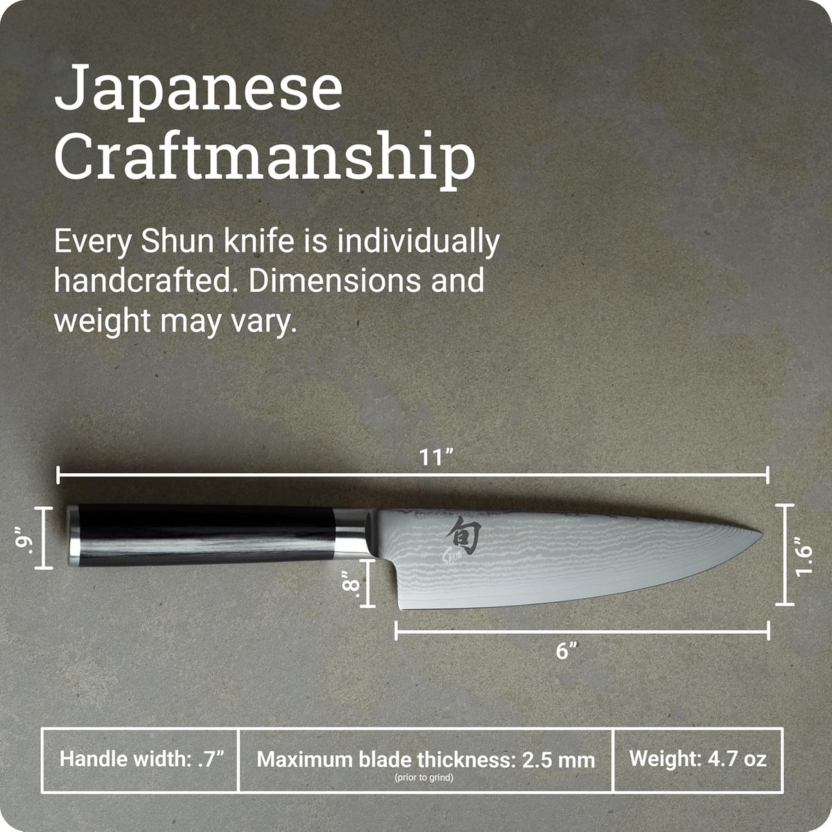 Shun cuchillo clásico para chef, 6 pulgadas, Negro | Cuchillo de co...