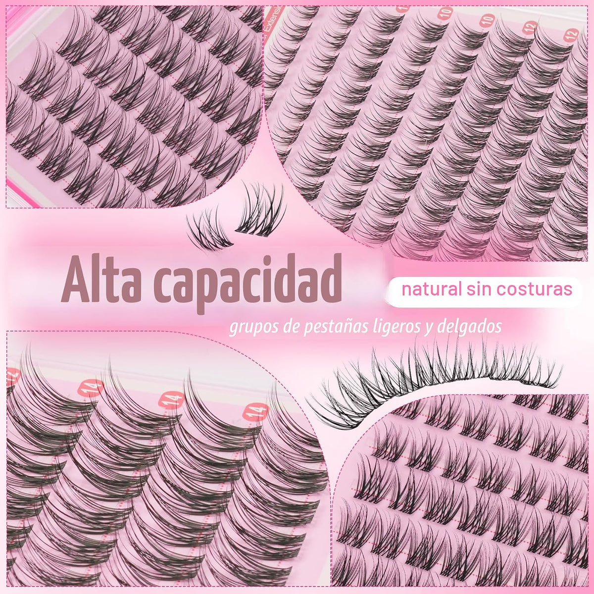 Wispy - Extensiones de pestañas naturales de 0.315-0.551 in, banda...