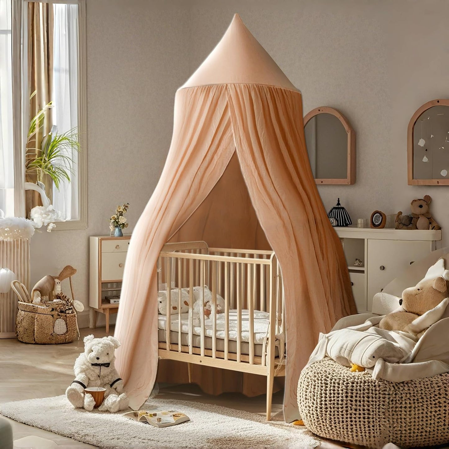 Vhaso Toldo de cama de algodón para niños, habitación del bebé, cor...