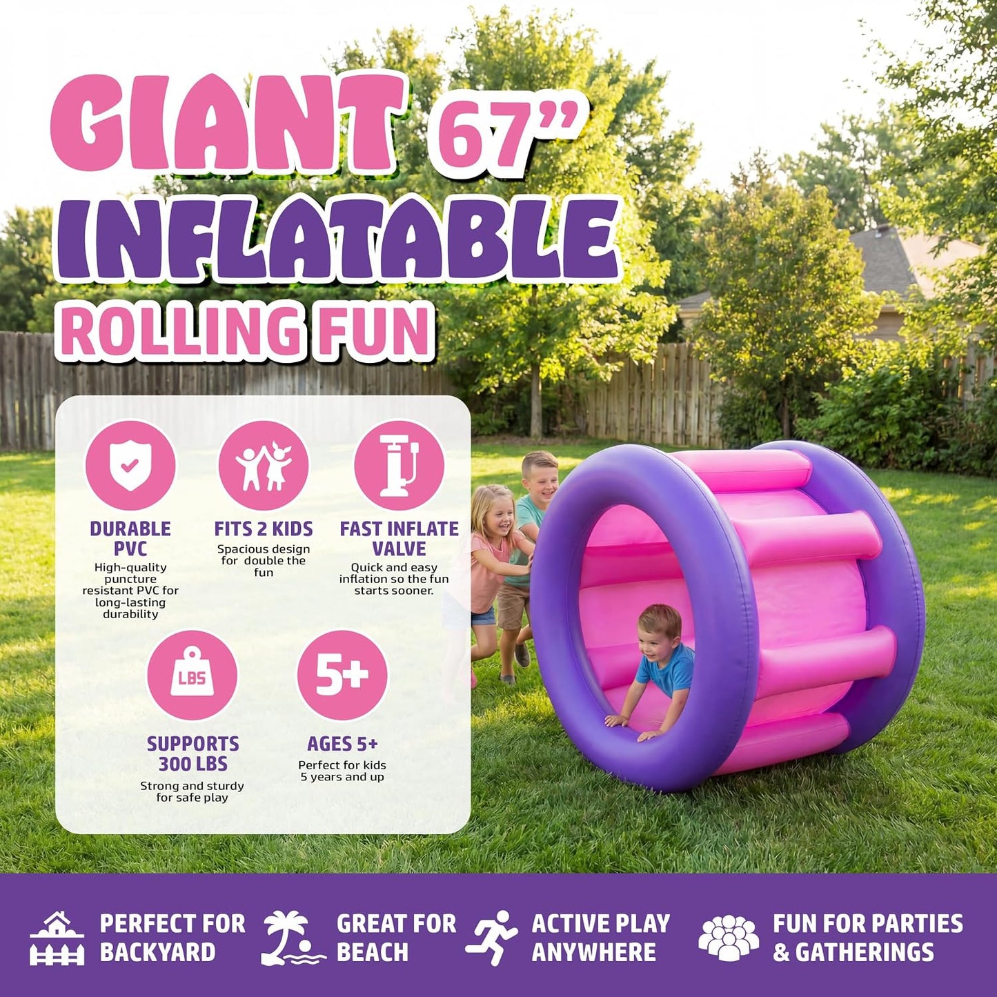 Playland - Rueda inflable gigante de 67 pulgadas para niños y adult...