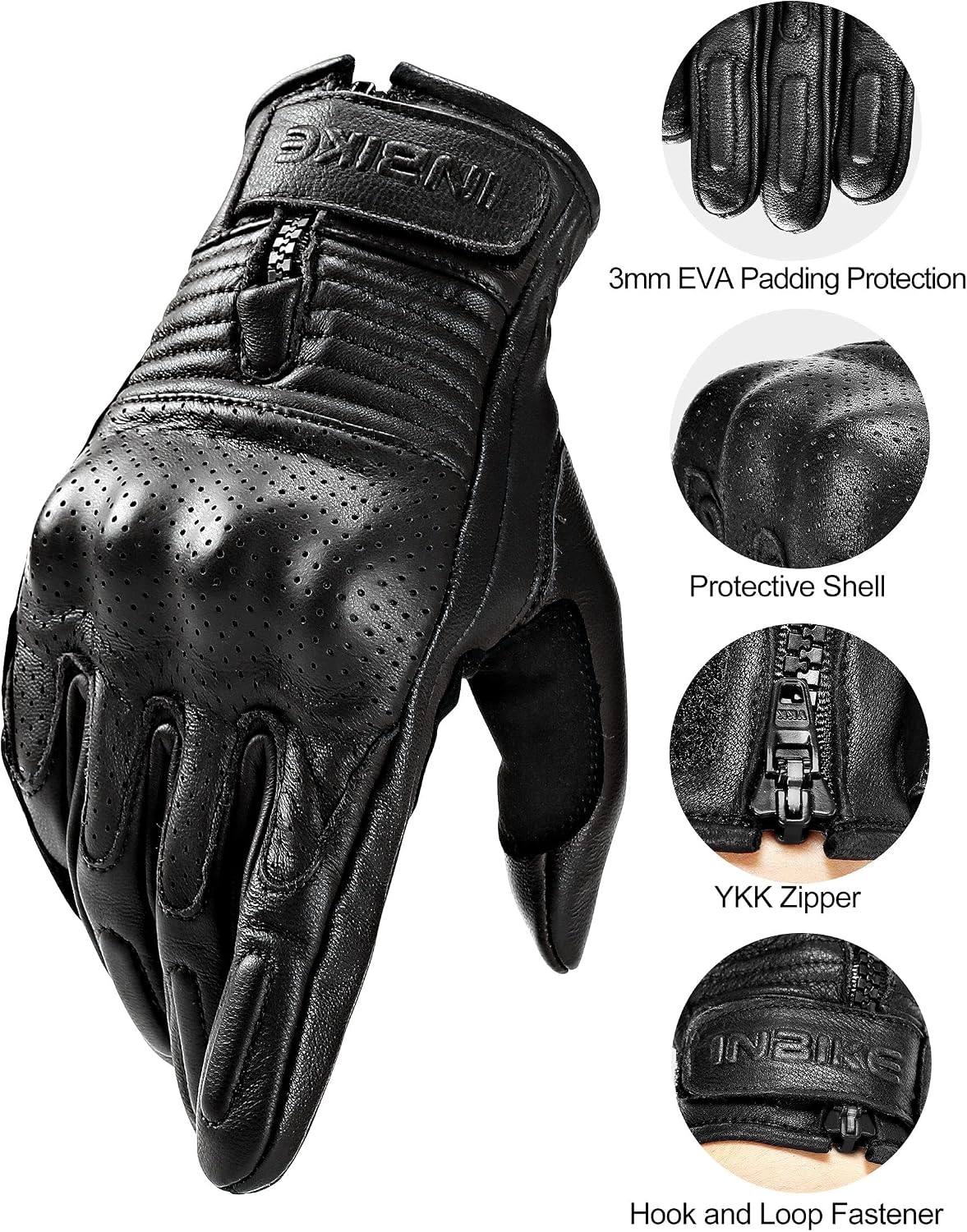 INBIKE - Guantes de motocicleta para hombres de cuero perforado gen...