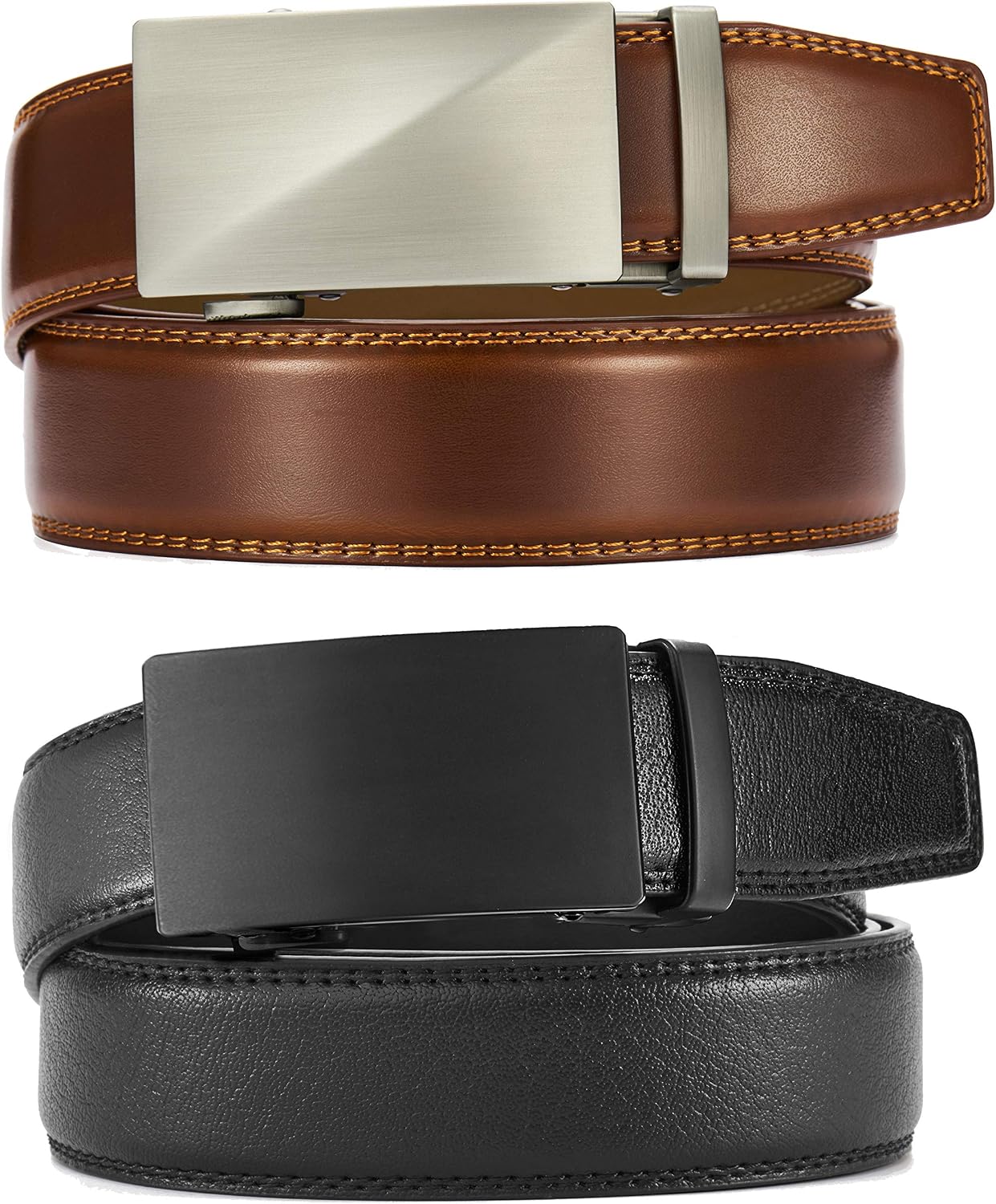 CHAOREN Cinturón de trinquete de cuero para hombre, 2 paquetes - Aj...