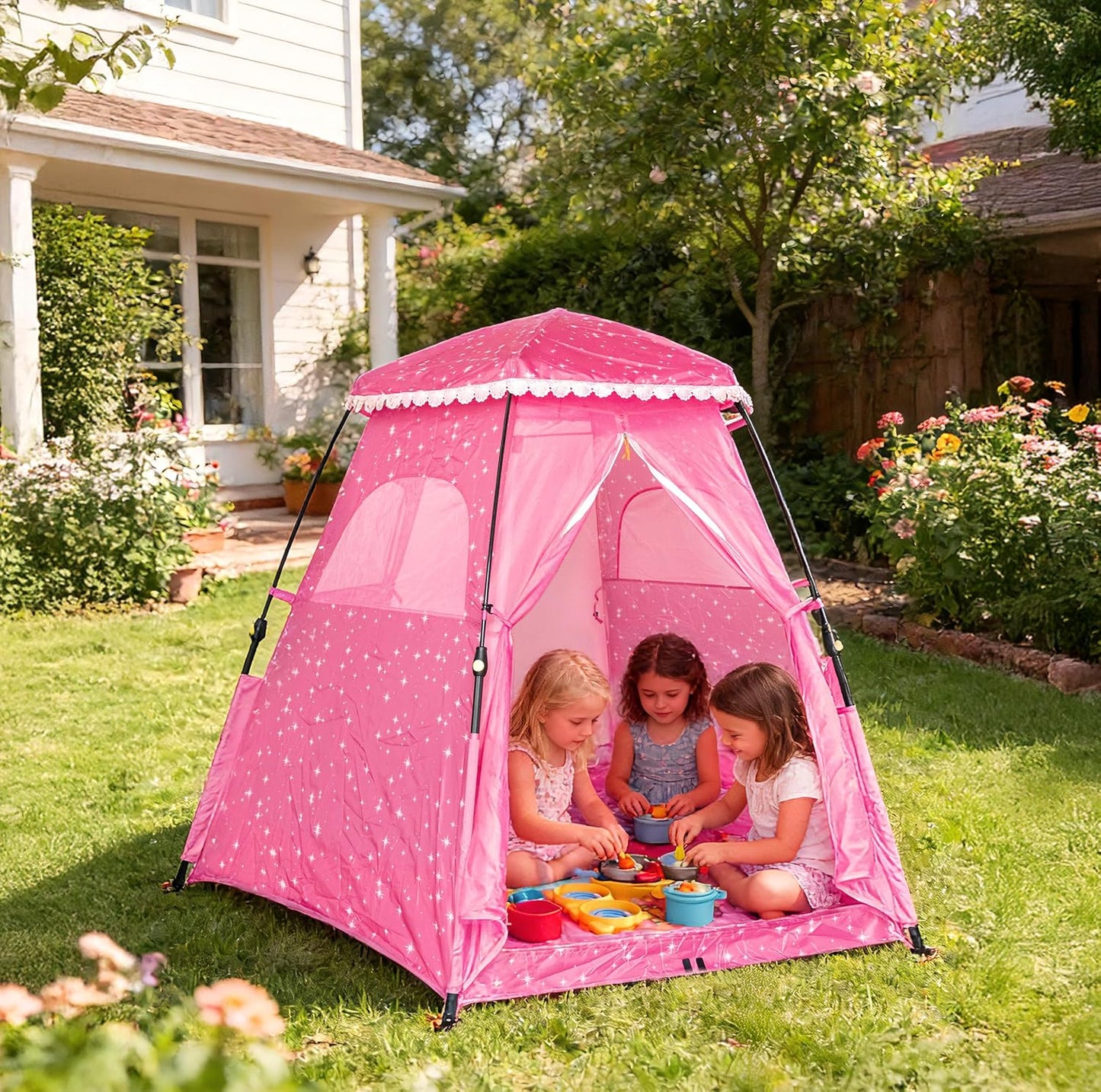 Tienda de campaña emergente para princesas para niñas: 78"x66&#...