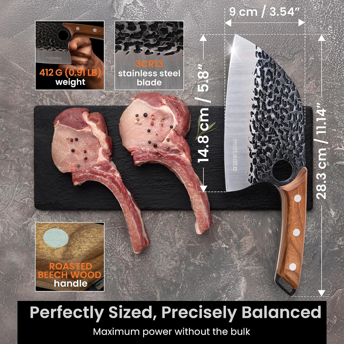 Matsato Juego de cuchillos de cocina de 3 piezas, juego de cuchillo...