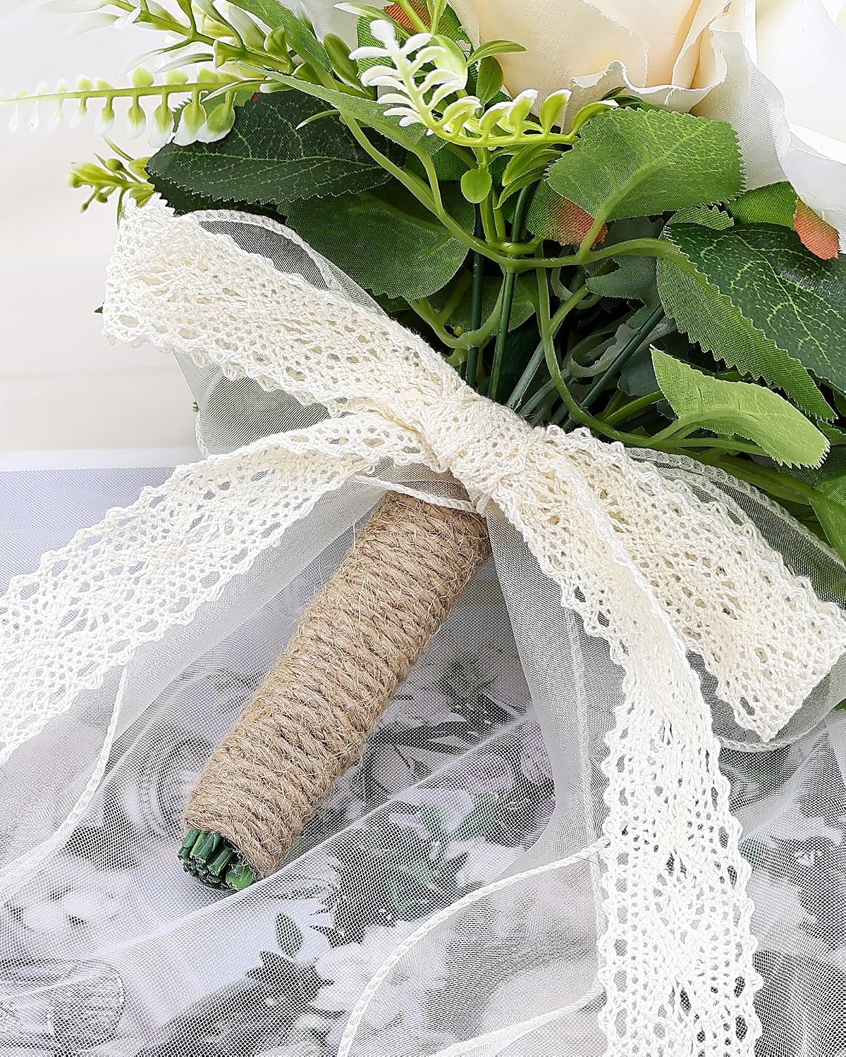 WGBBDG Ramos de boda para novia, dama de honor, ramo de rosas artif...