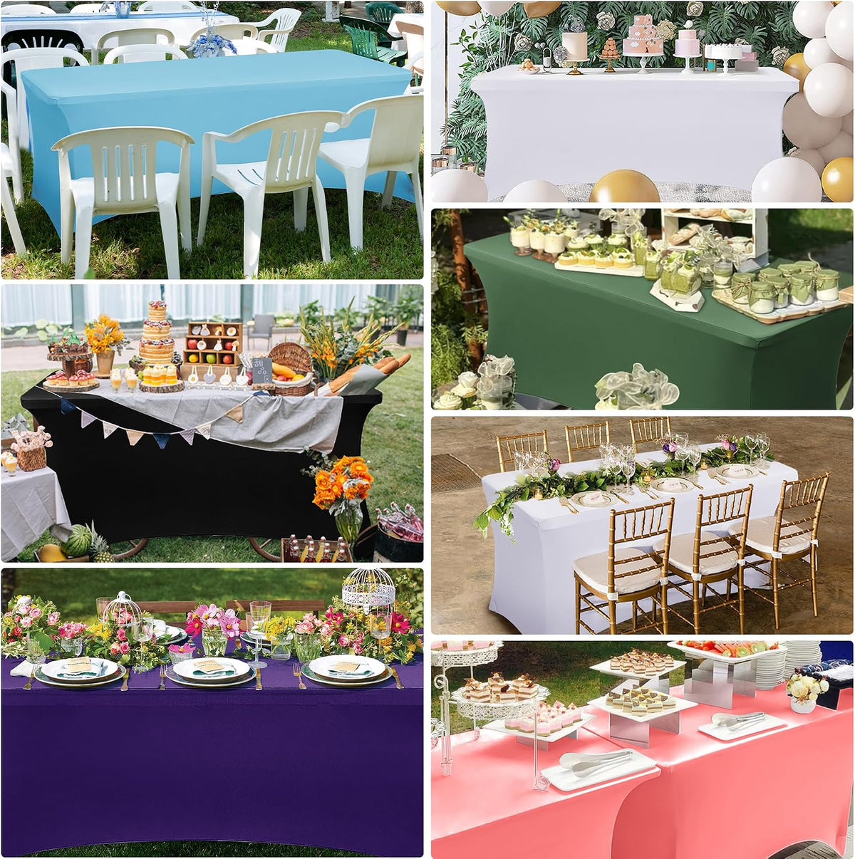 Obstal Paquete de 6 Fundas de Mesa Elásticas de Spandex para Mesas...