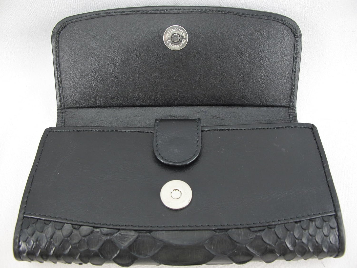 Pelgio Cartera de embrague triple de piel de serpiente de pitón aut...