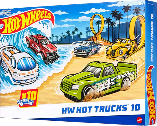 Hot Wheels Paquete de 10 camiones de juguete, juego de 10 piezas fu...