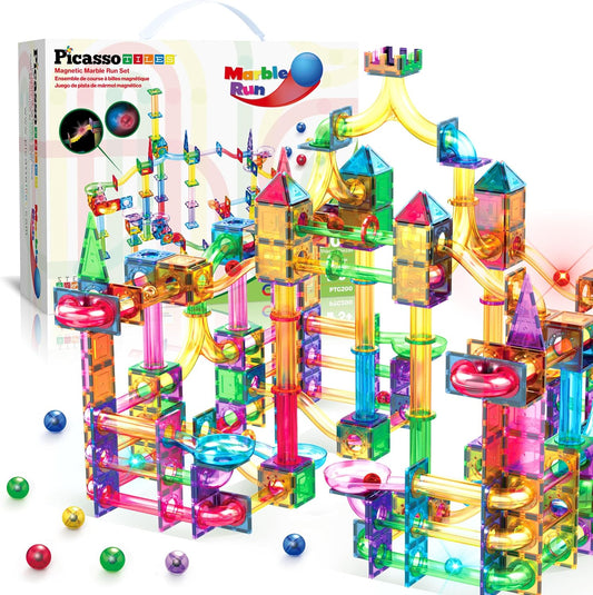 PicassoTiles PTG200 - Juego de 200 azulejos magnéticos de canicas,...
