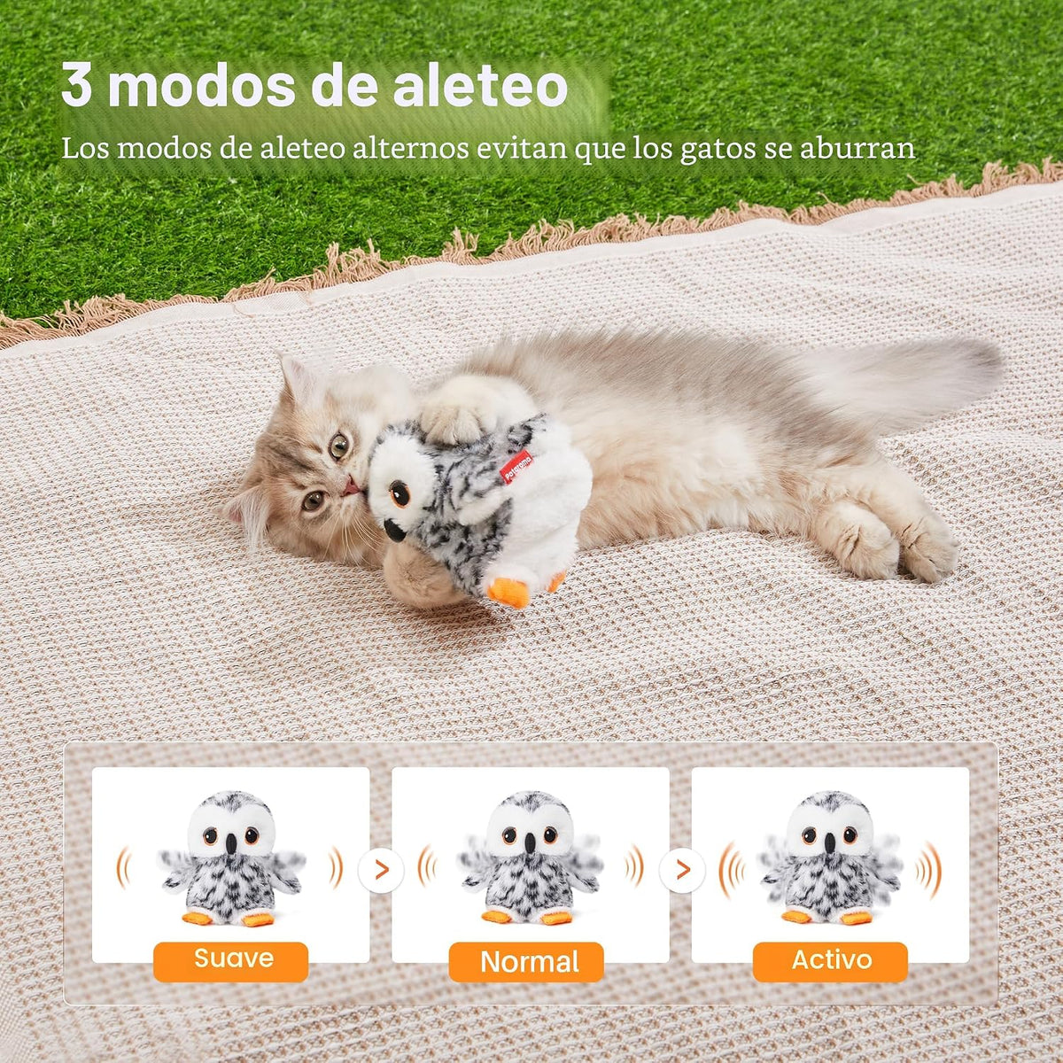 Potaroma Juguetes para gatos con forma de búho que aletea (sin vola...