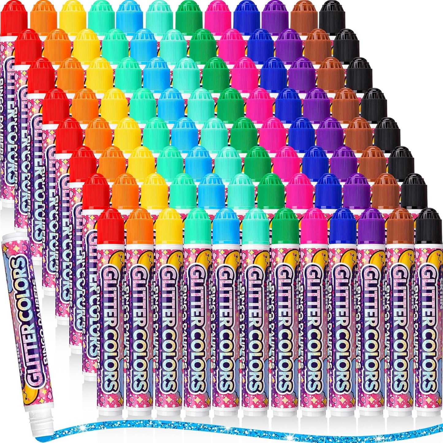 Crtiin Paquete de 96 Daubers de bingo con purpurina, 12 colores de...
