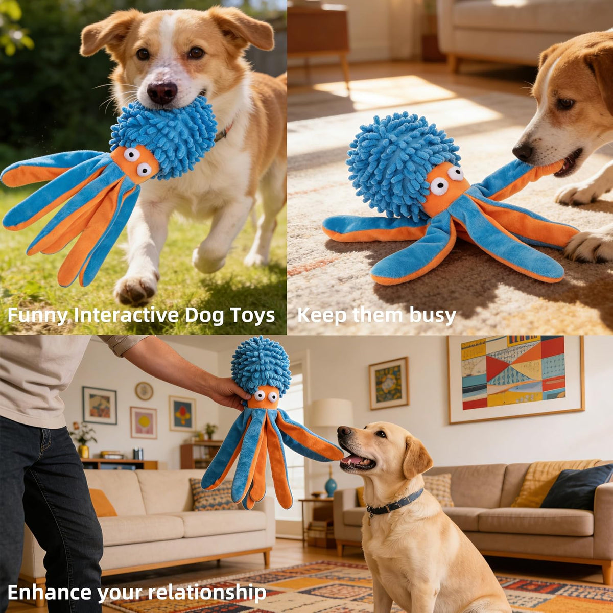 Paquete de 2 juguetes chirriantes para perros, juguetes de peluche...