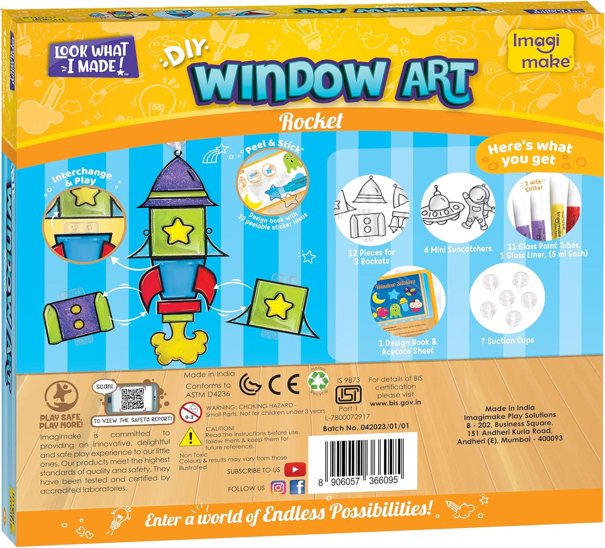 Imagimake Arte de ventana - Rocket, kit de atrapasoles de 16 piezas...