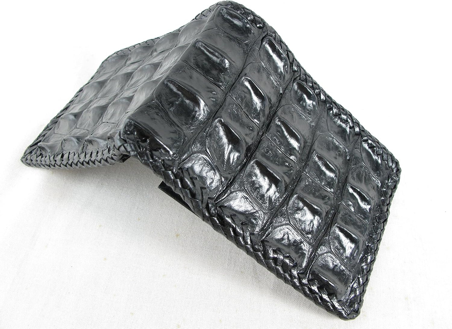 Pelgio Cartera plegable hecha a mano con piel auténtica de cocodril...