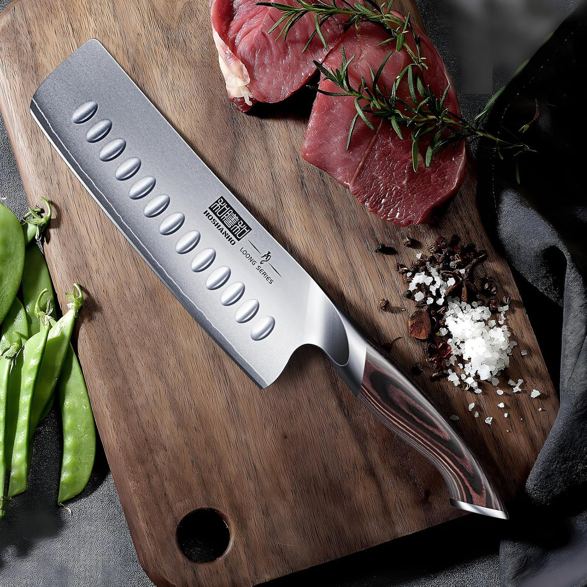 HOSHANHO Cuchillo Nakiri de 7 pulgadas, cuchillo de chef japonés de...