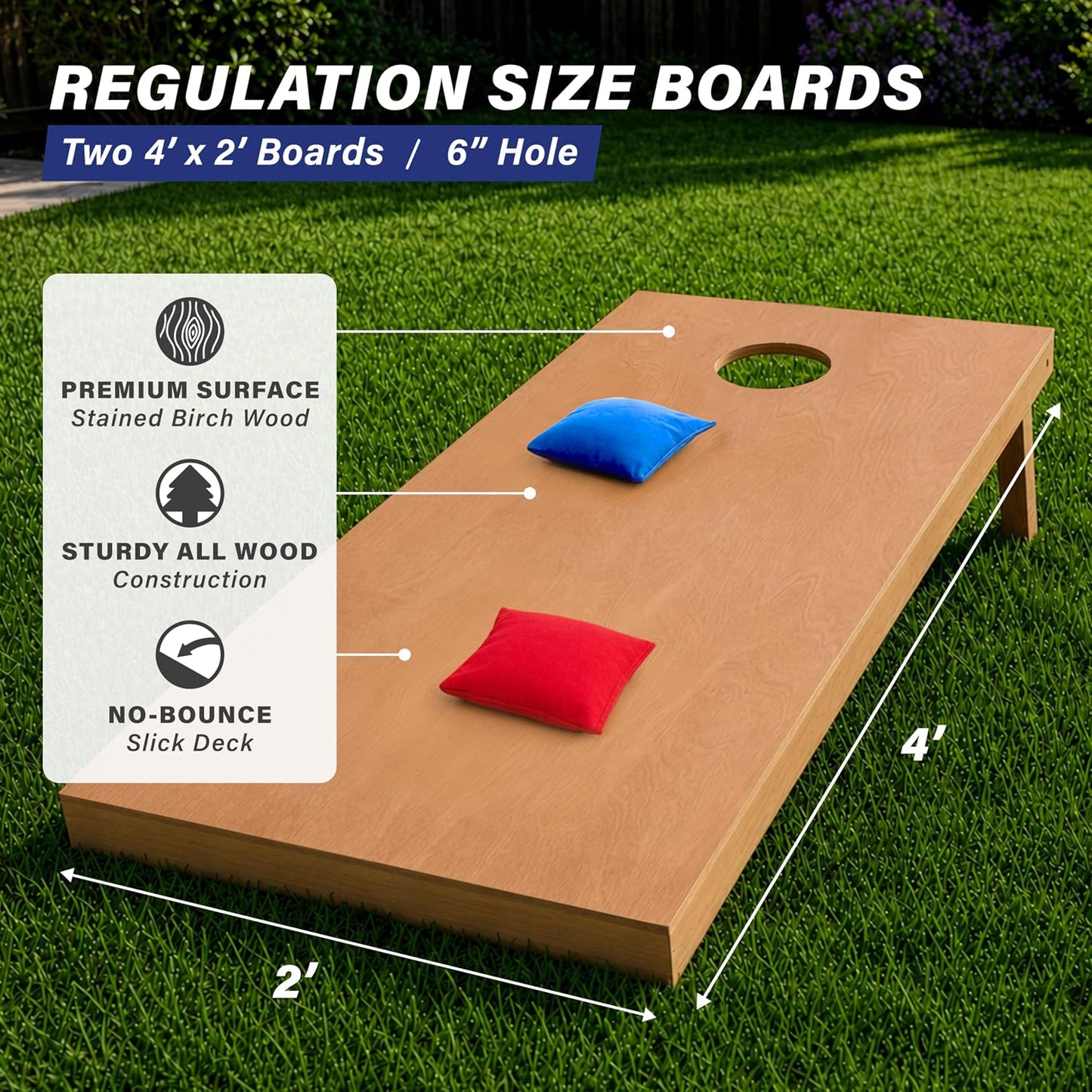GoSports Juego de tablas de cornhole de madera de tamaño reglamenta...