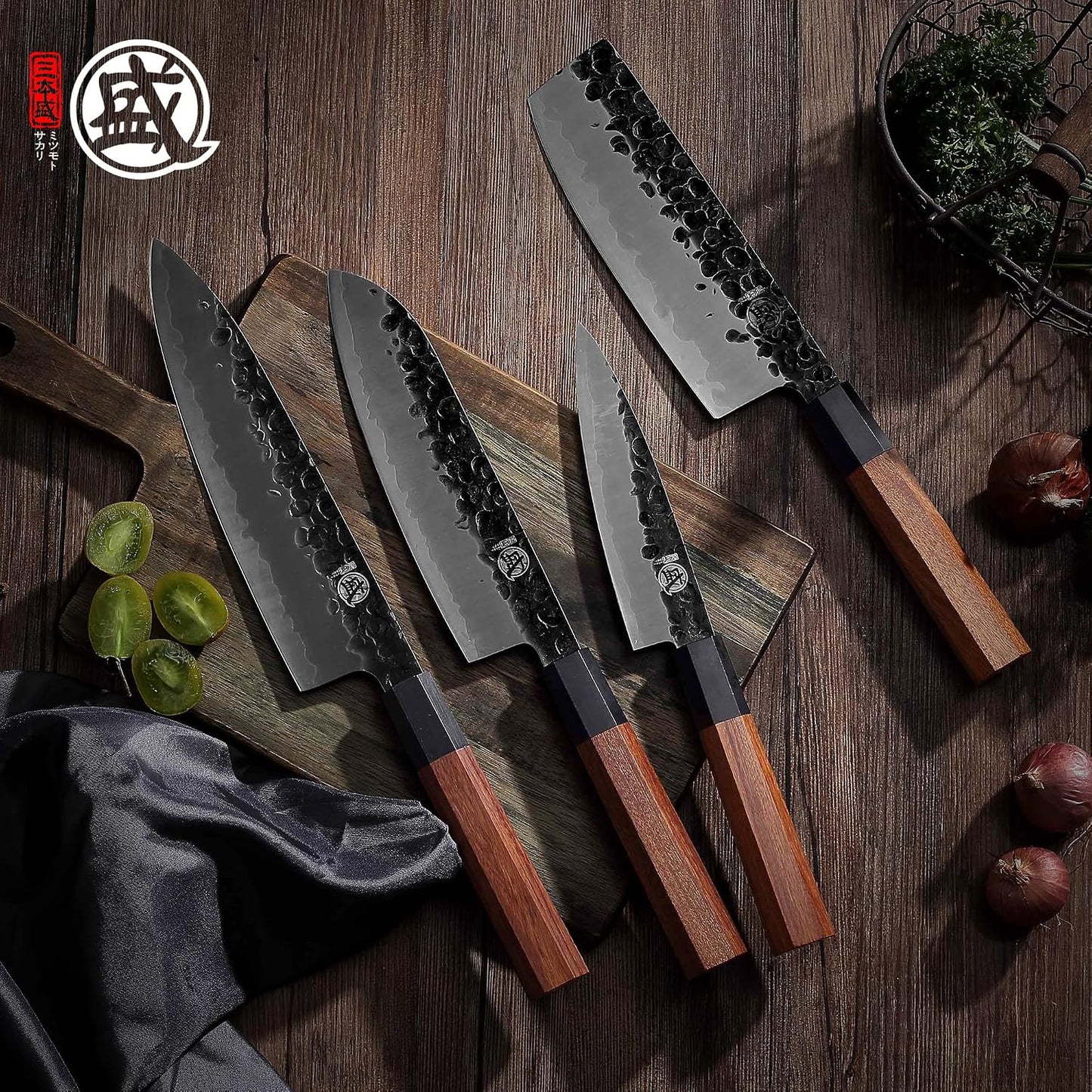 Juego de cuchillos de chef japoneses MITSUMOTO SAKARI 4 piezas, jue...