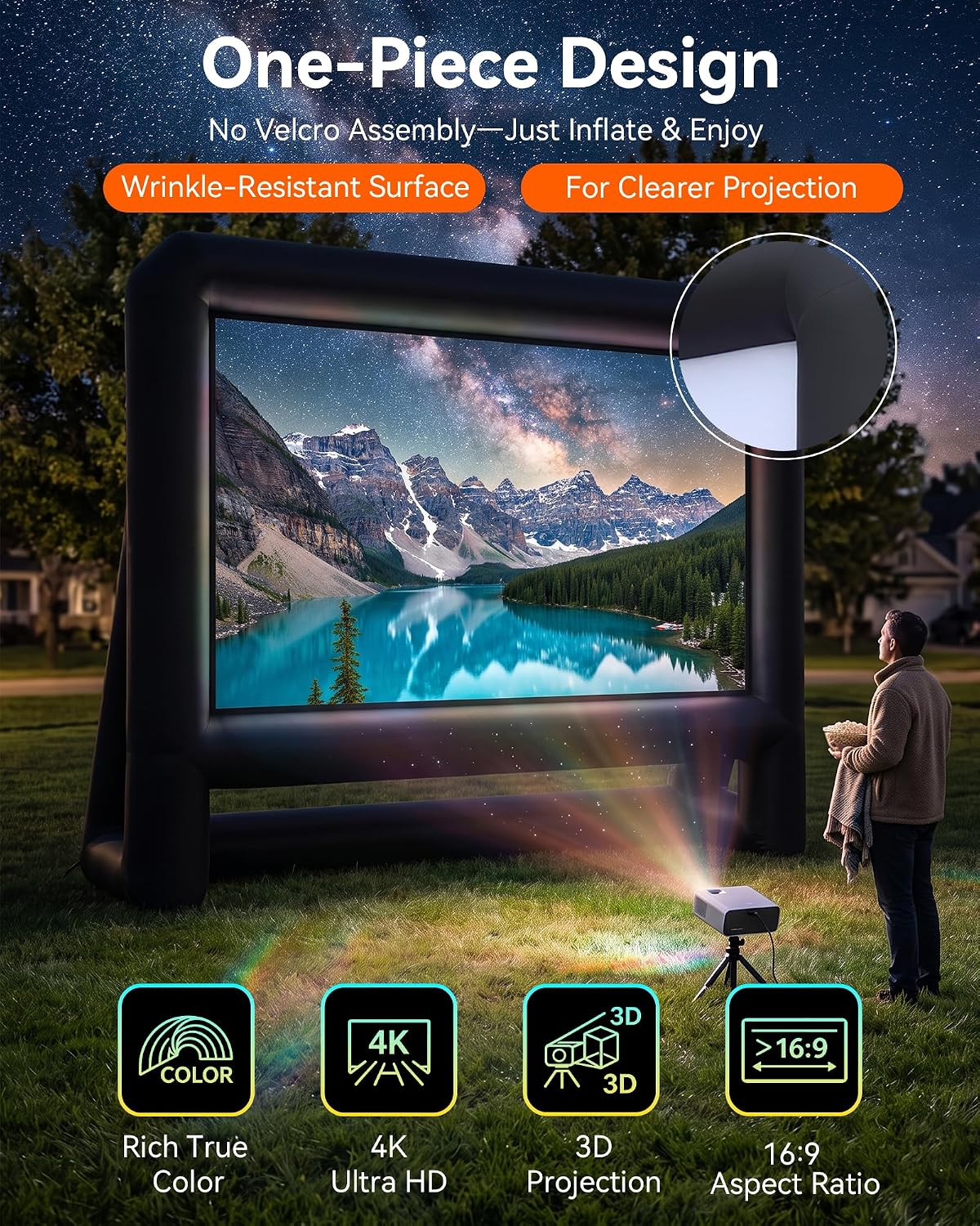 Pantalla inflable del proyector, pantalla de cine al aire libre del...