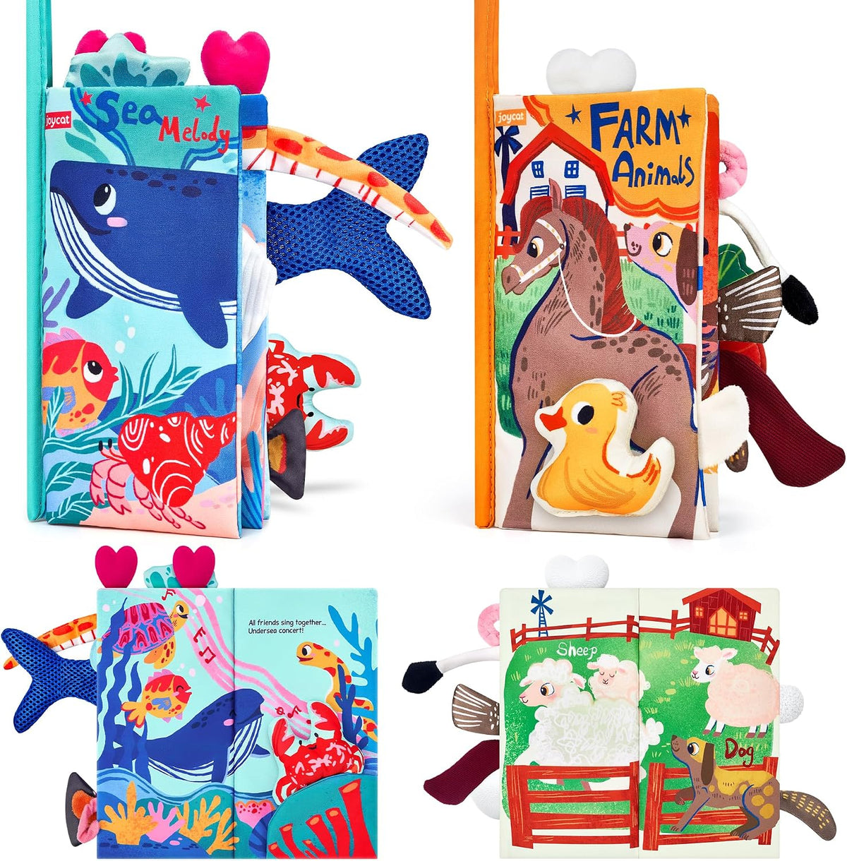 JoyCat Libros arrugados para bebés, 2 piezas, juguetes para el tiem...