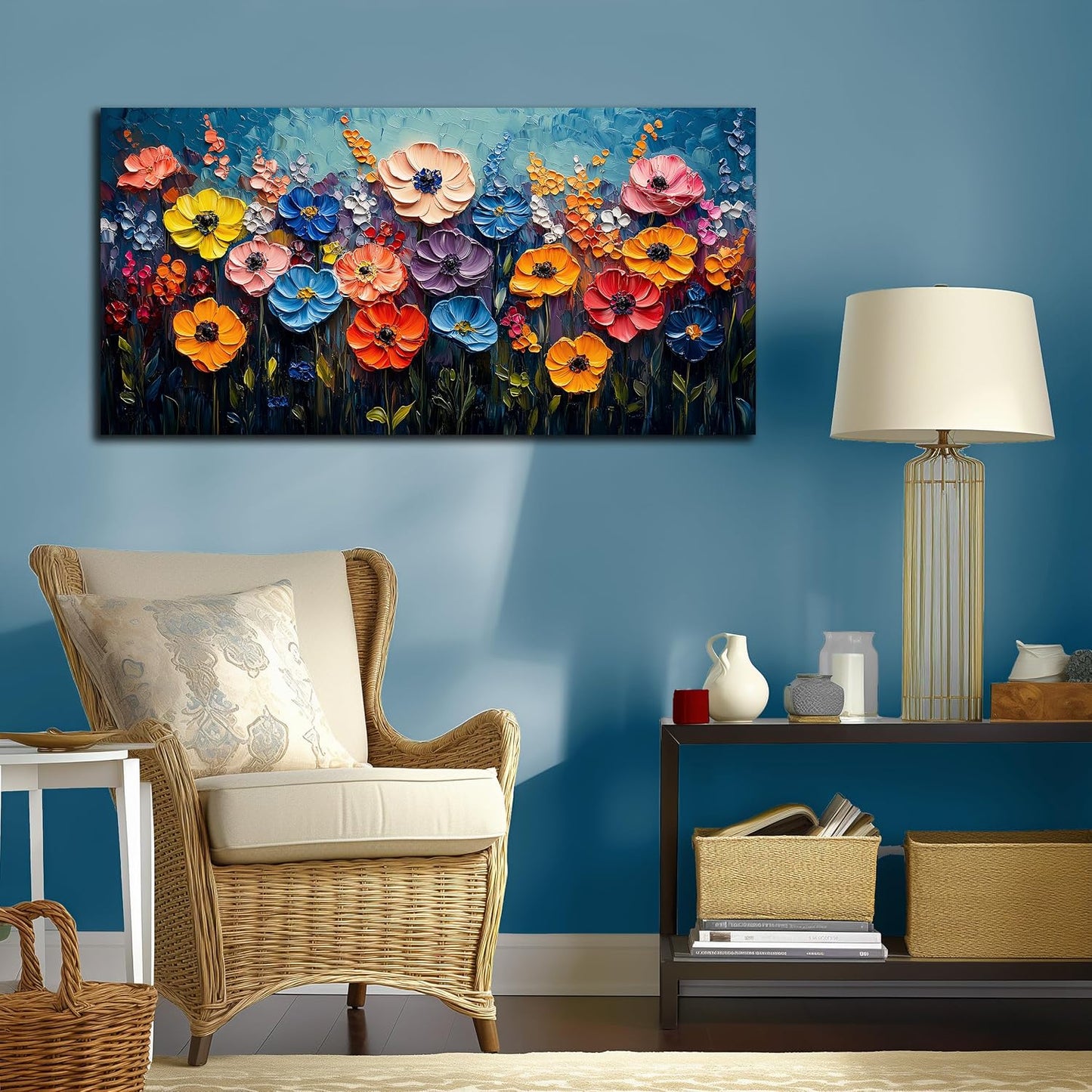 MDHKVPM Lienzo decorativo de pared con estampado floral para dormit...