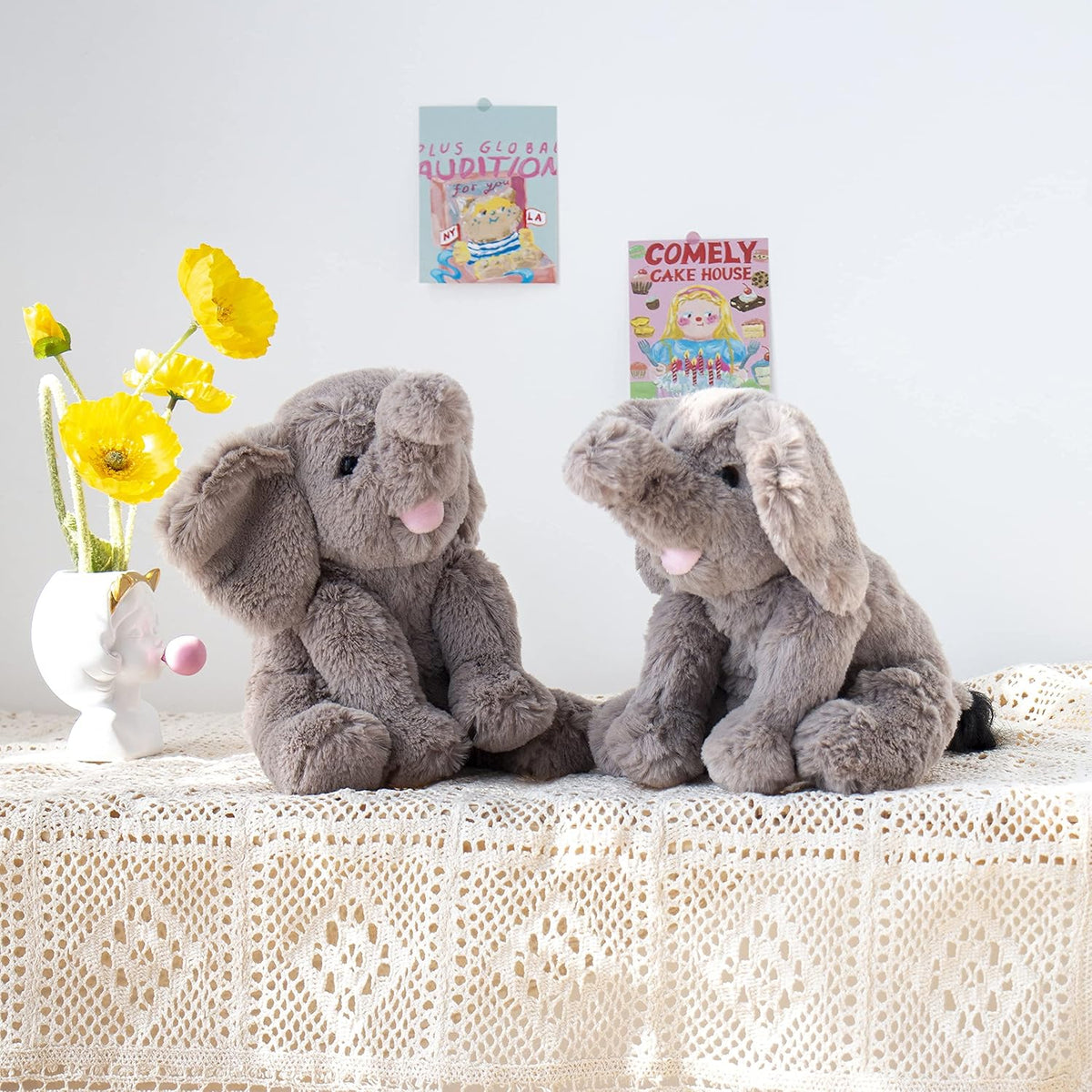 Hopearl Adorable becerro de peluche suave Elefante juguete flexible...