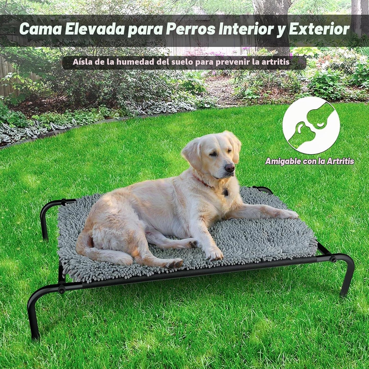 Rundik Cama Elevada para Perros con Función de Alfombrilla Olfativa...