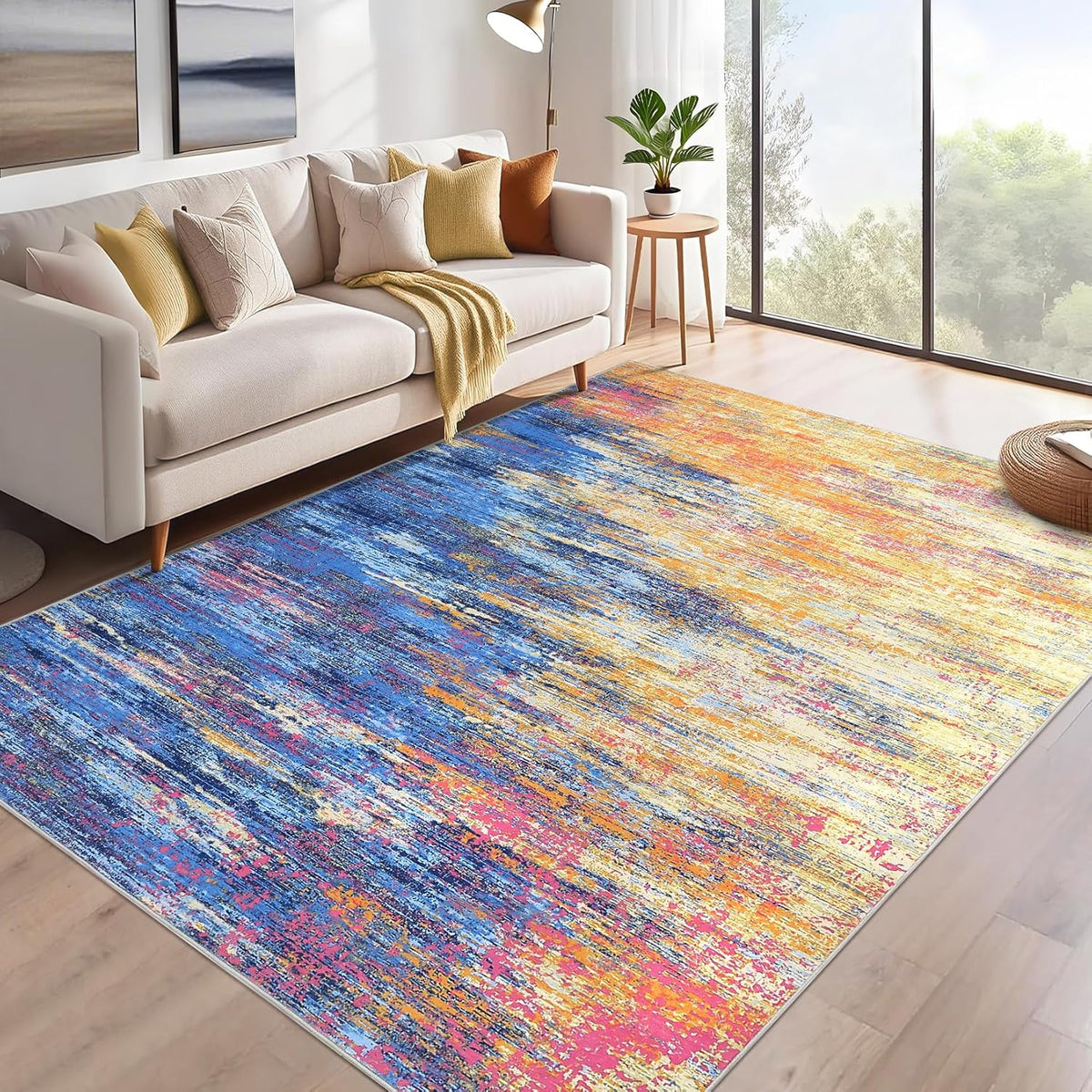 ROYHOME - Alfombra moderna y abstracta para sala de estar de 8 x 10...