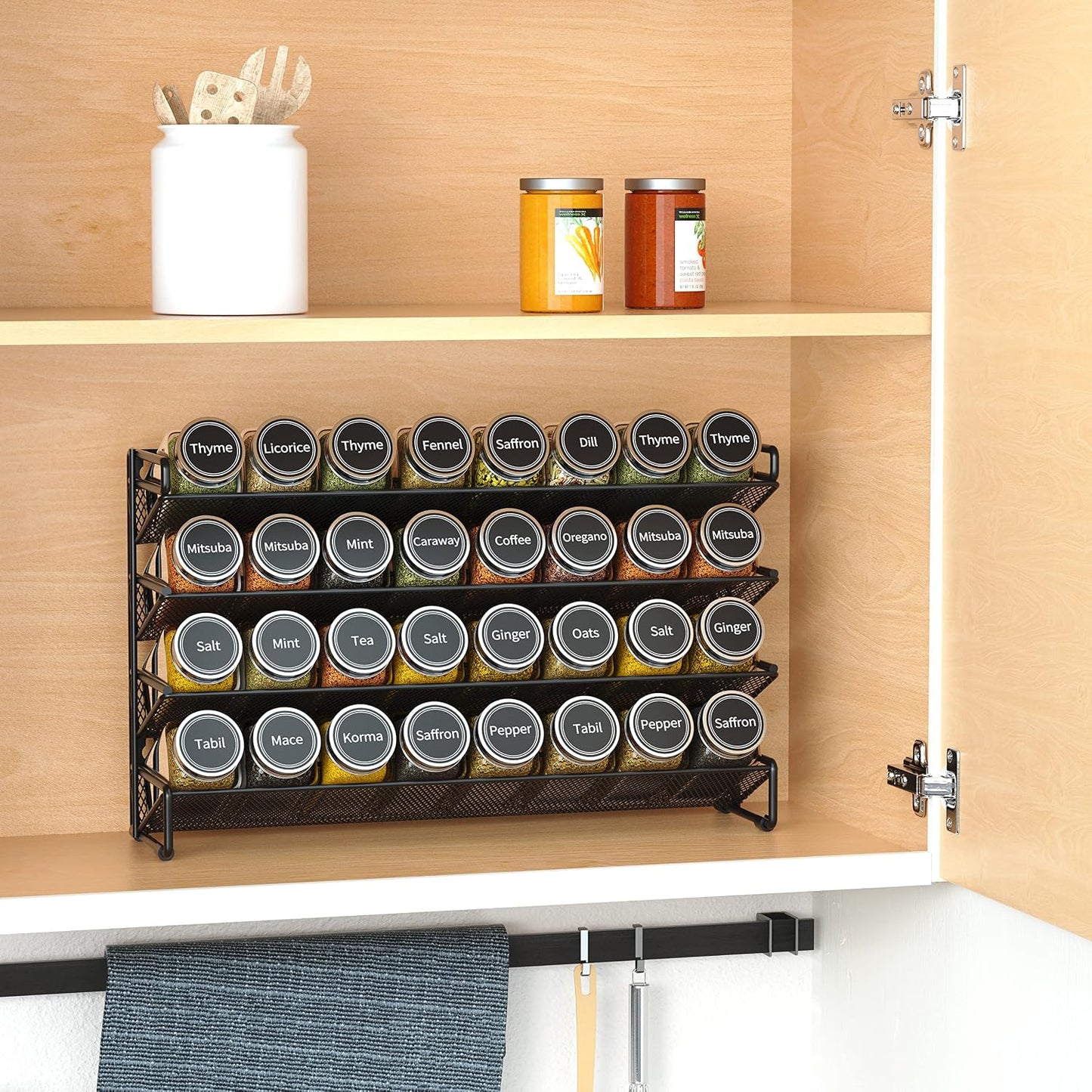 Organizador de especias SpaceAid con 32 tarros de especias, 386 eti...
