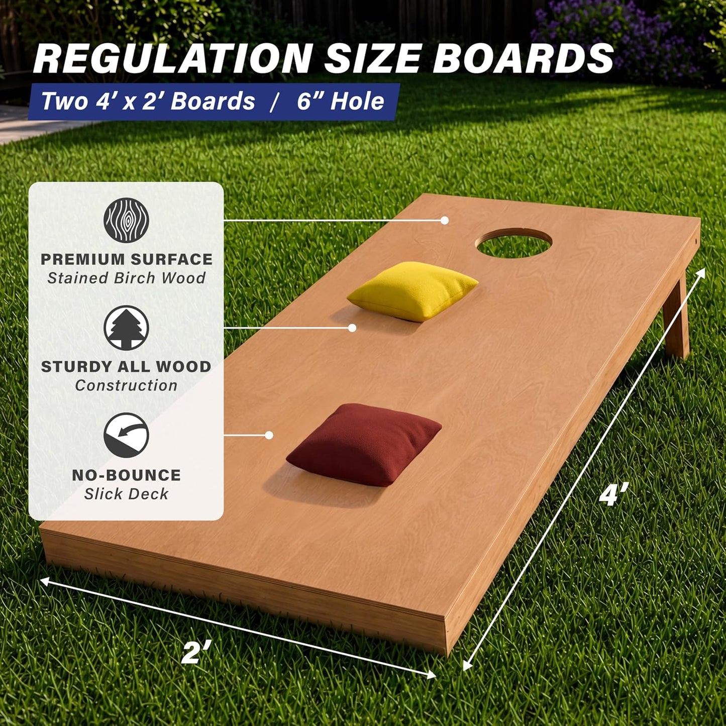 GoSports Juego de tablas de cornhole de madera de tamaño reglamenta...