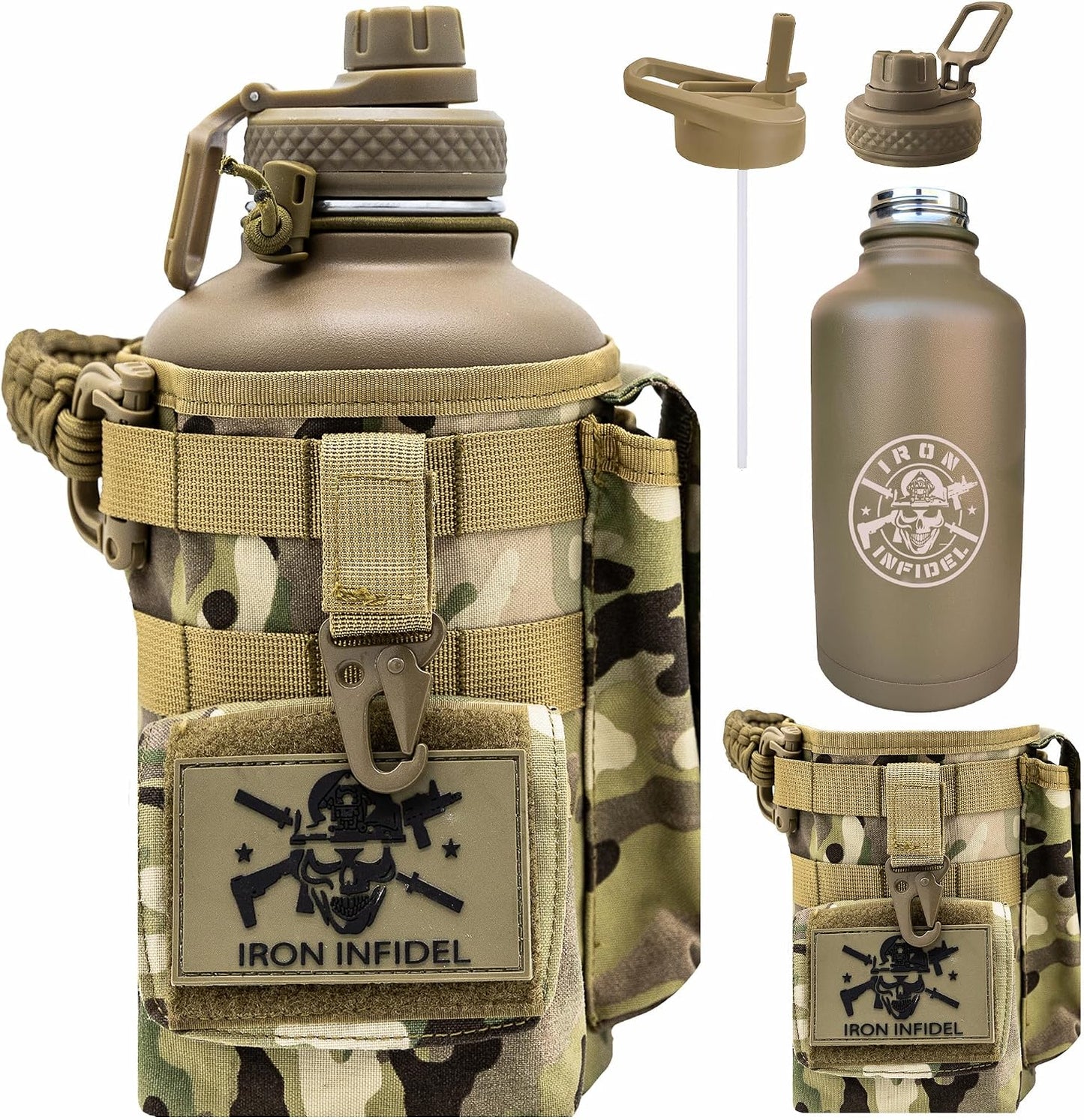 Iron Infidel Battle Bottle - Botella de agua aislada de 32 onzas co...
