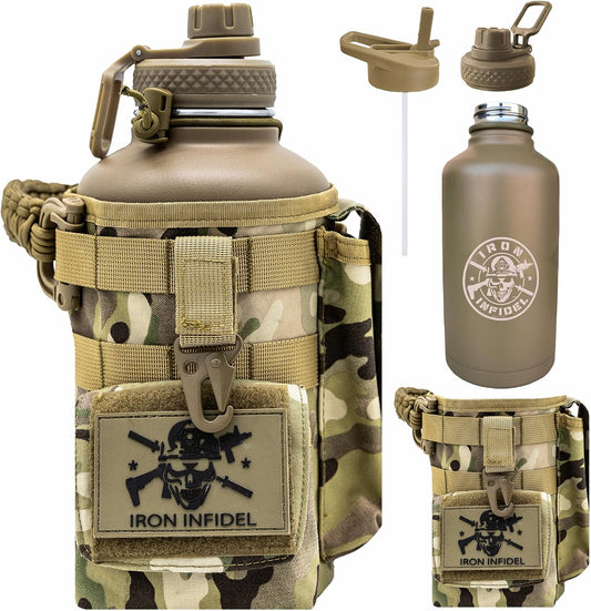 Iron Infidel Battle Bottle - Botella de agua aislada de 32 onzas co...