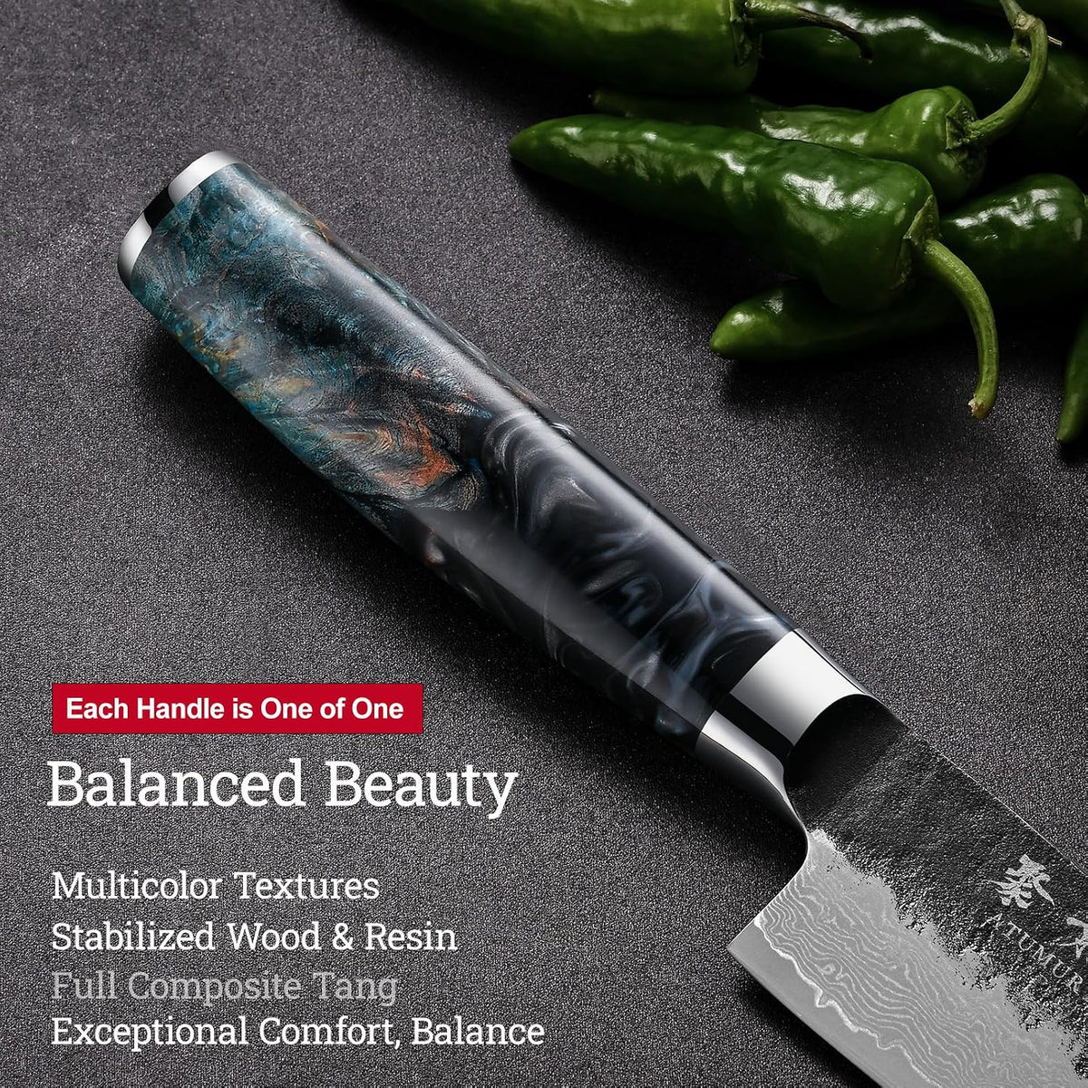 8" cuchillo de chef japonés, maquinilla de afeitar afilada a ma...
