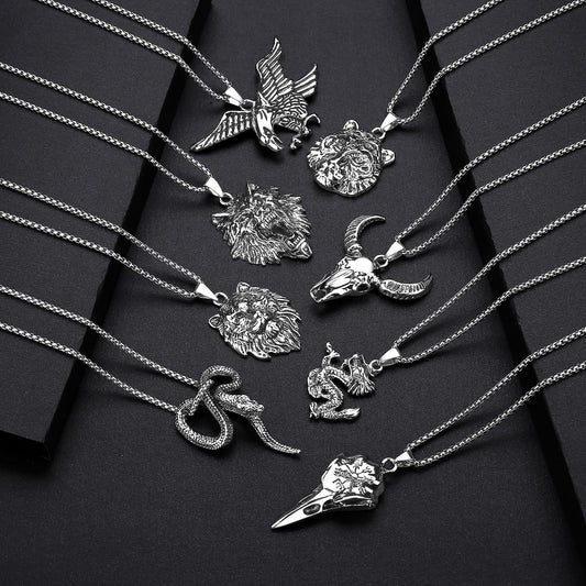 MAIBAOTA Juego de 8 collares para hombre, collar de acero inoxidabl...