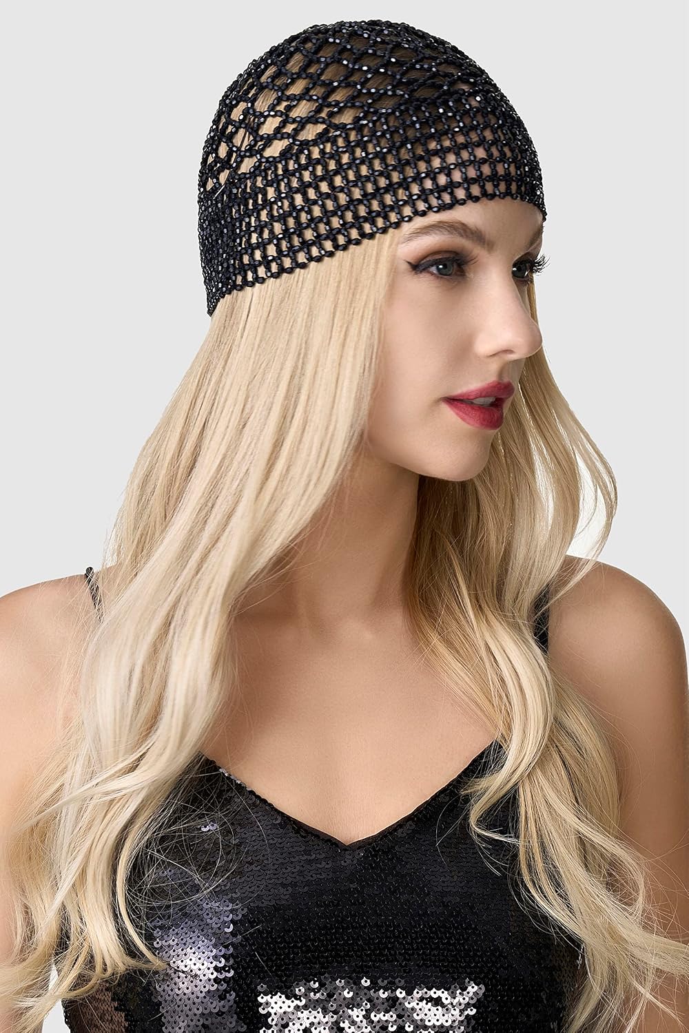 BABEYOND Gorra con cuentas de los años 20, para danza del vientre,...