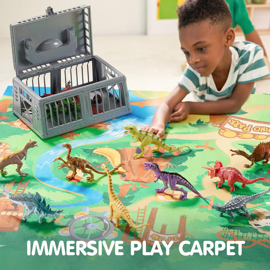 JOYIN Juguetes de dinosaurio con tapete de juego de actividades y j...