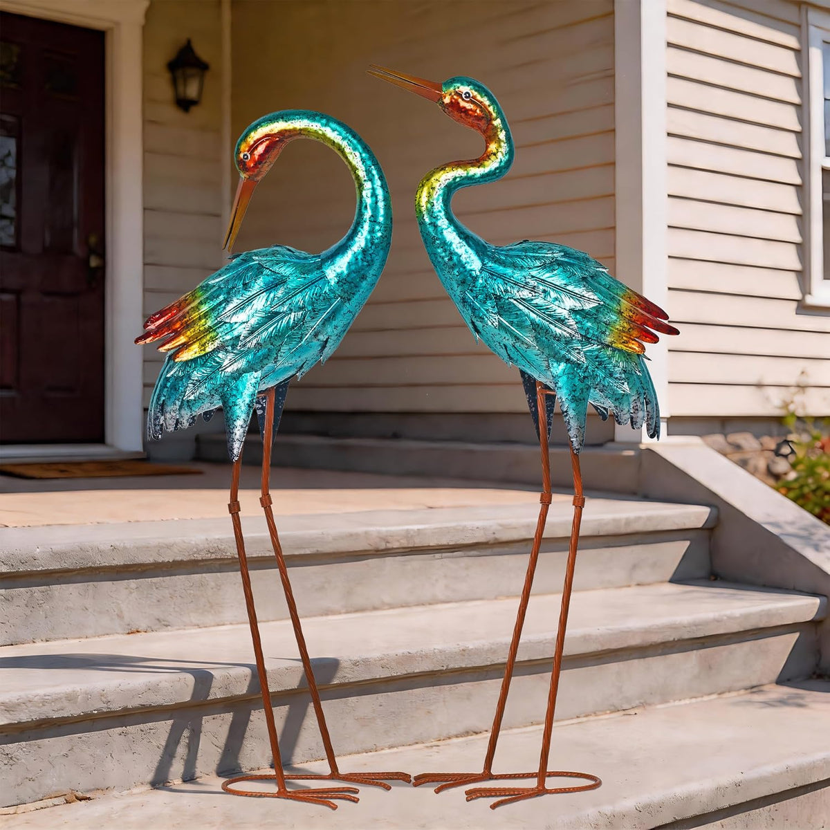 Natelf Estatuas de grúa para decoración de jardín, esculturas de ga...