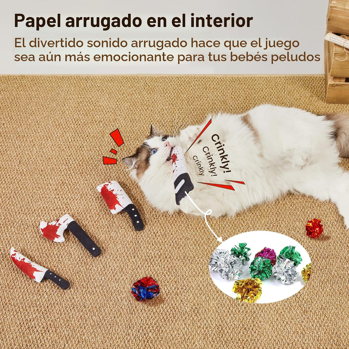 Potaroma 4 Piezas Juguetes para Gatos, Terror de Halloween Juguetes...