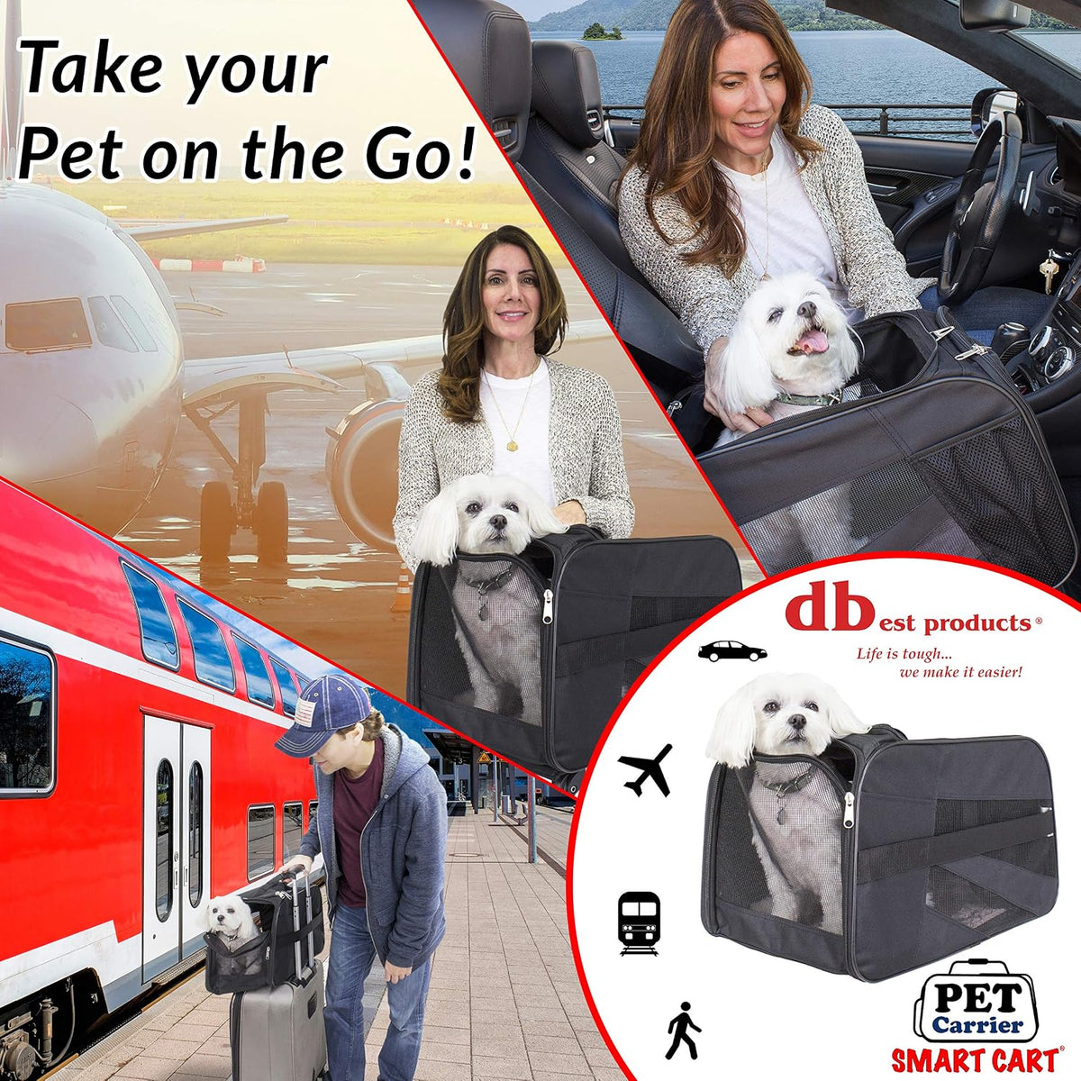 dbest products Carro de Mascotas Pet Smart, Grande, Negro, Bolsa de...