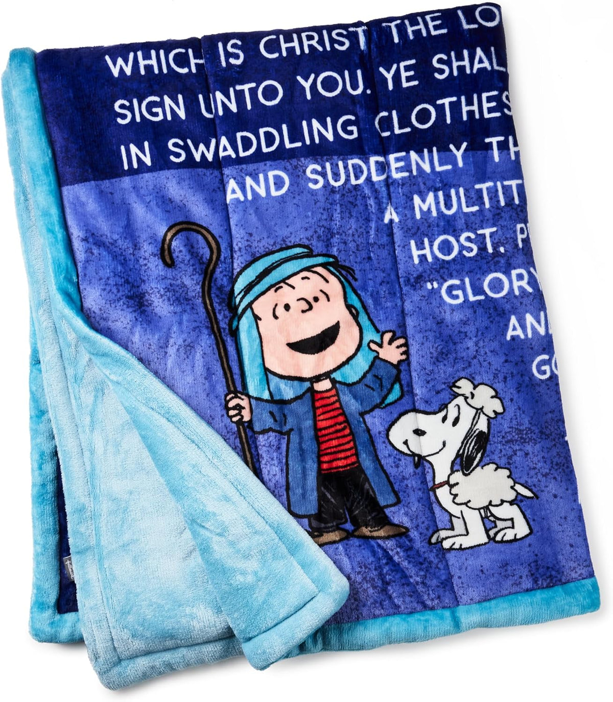 Hallmark Manta de discurso navideño Peanuts Linus, 50 x 60 pulgadas...