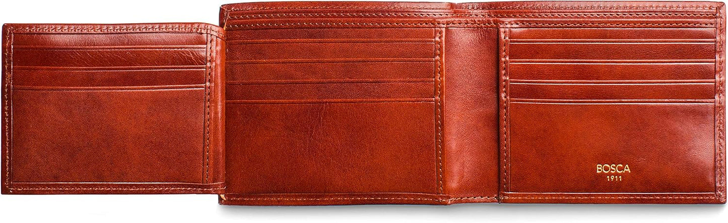 Bosca Billetera plegable de piel vieja para hombre con ventana para...
