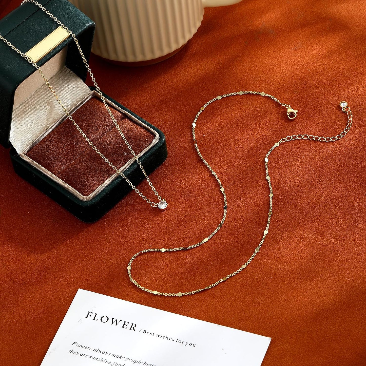 Coshilta Collares de oro en capas para mujer, chapado en plata de l...