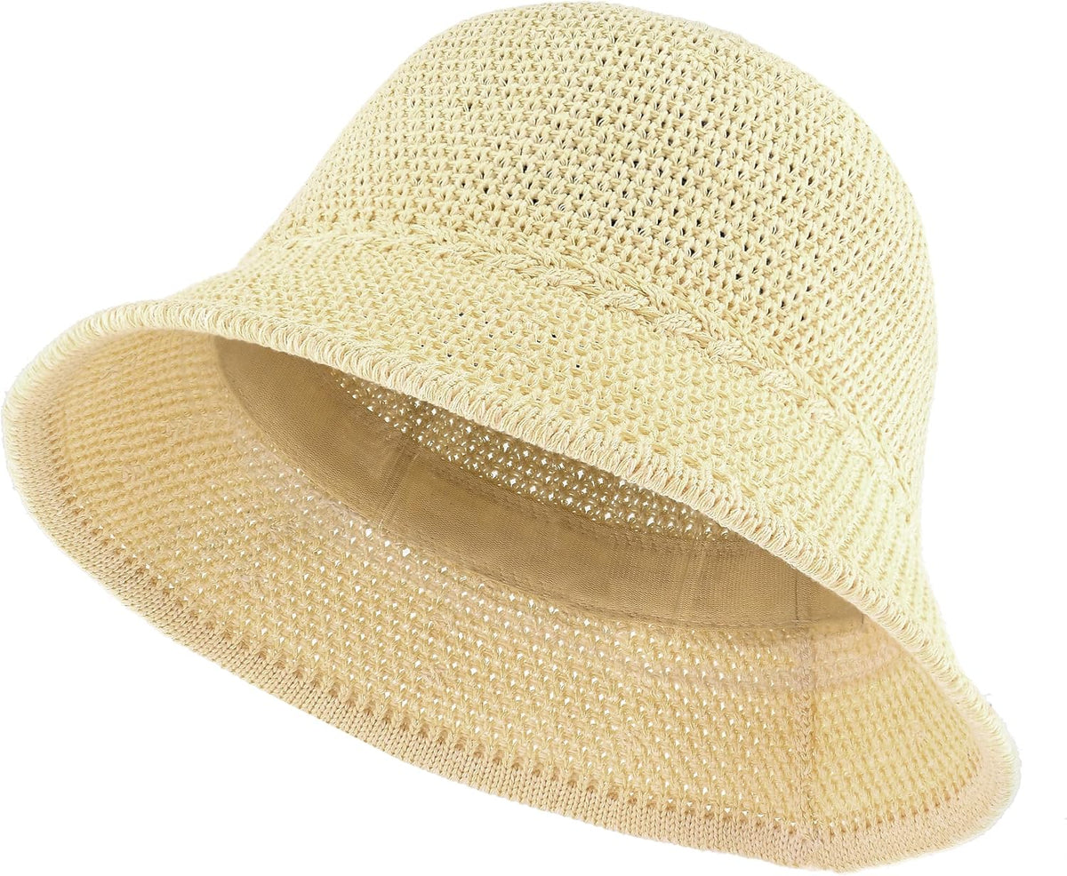 Sombrero de pescador de ganchillo para mujer, sombrero ligero de pa...